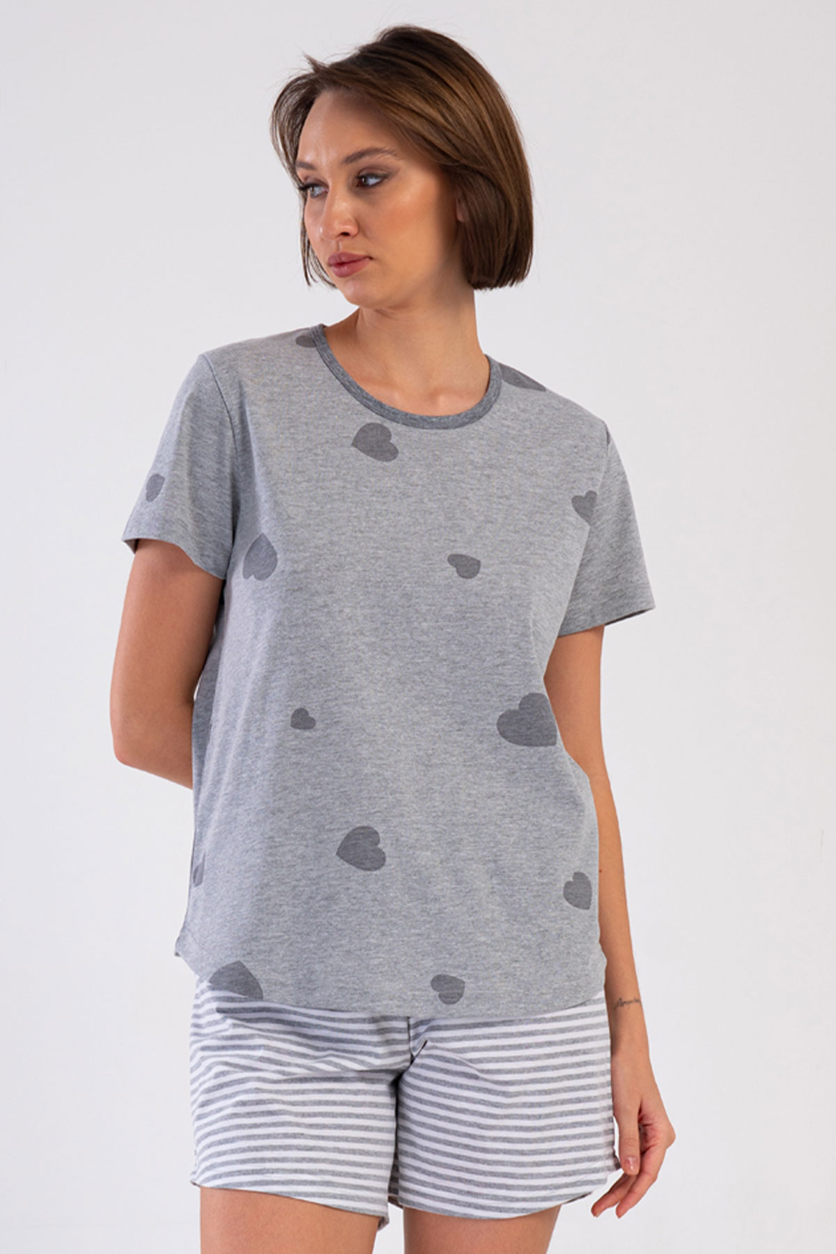 Kadın Büyük Beden Kısa Kol Şortlu Pijama Takım
