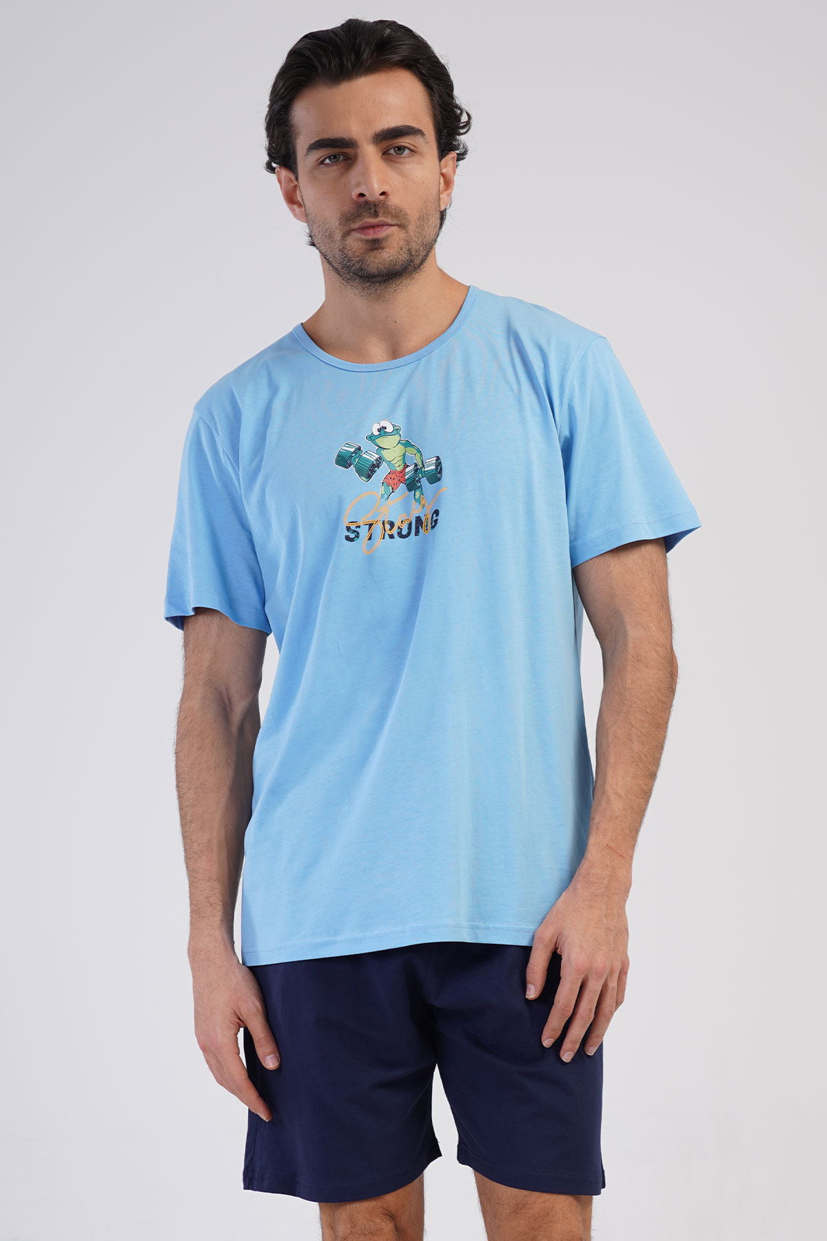 Pamuklu Erkek Kısa Kol Şortlu Pijama Takım
