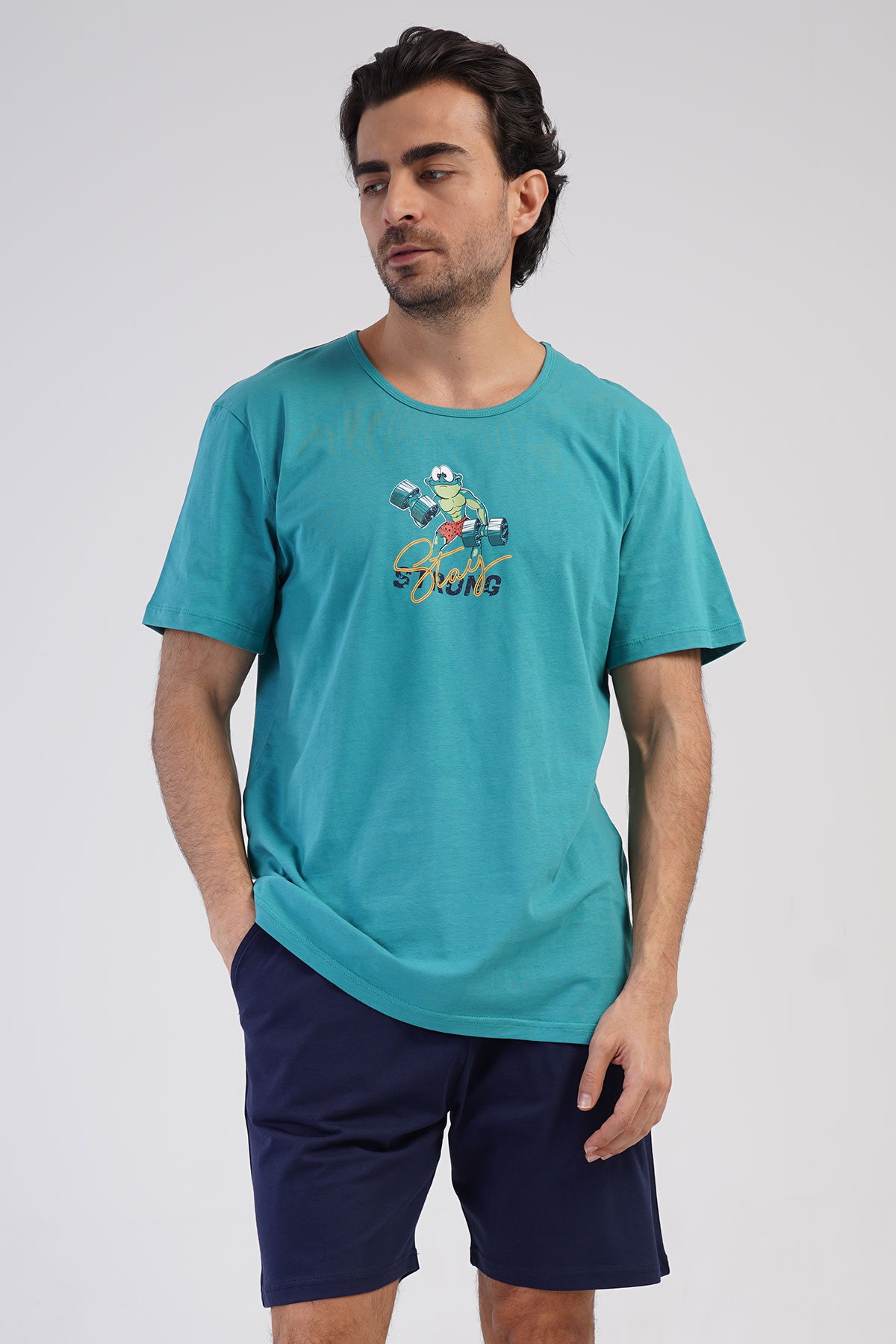 Pamuklu Erkek Kısa Kol Şortlu Pijama Takım
