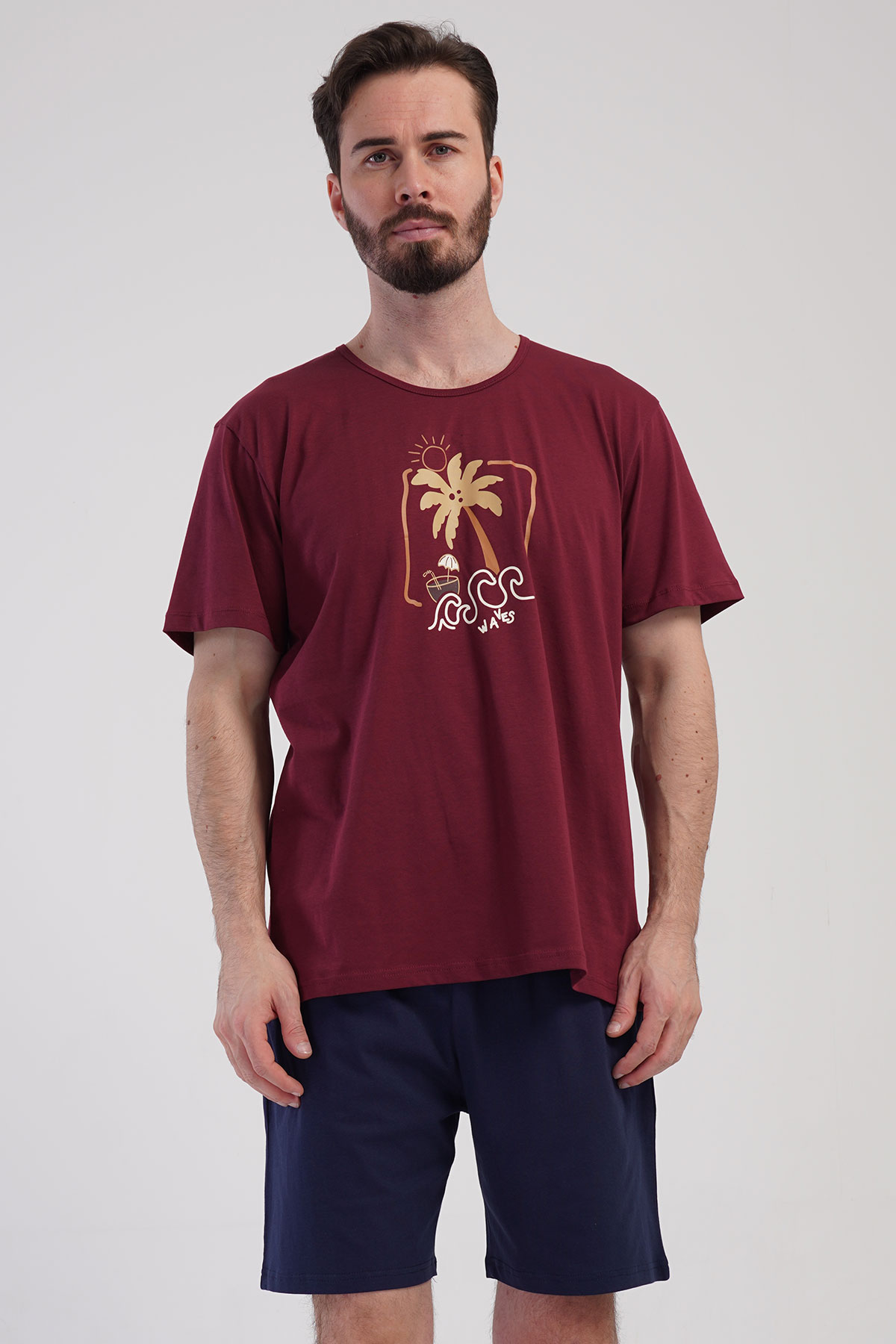 Pamuklu Erkek Büyük Beden Kısa Kol Şortlu Pijama Takım
