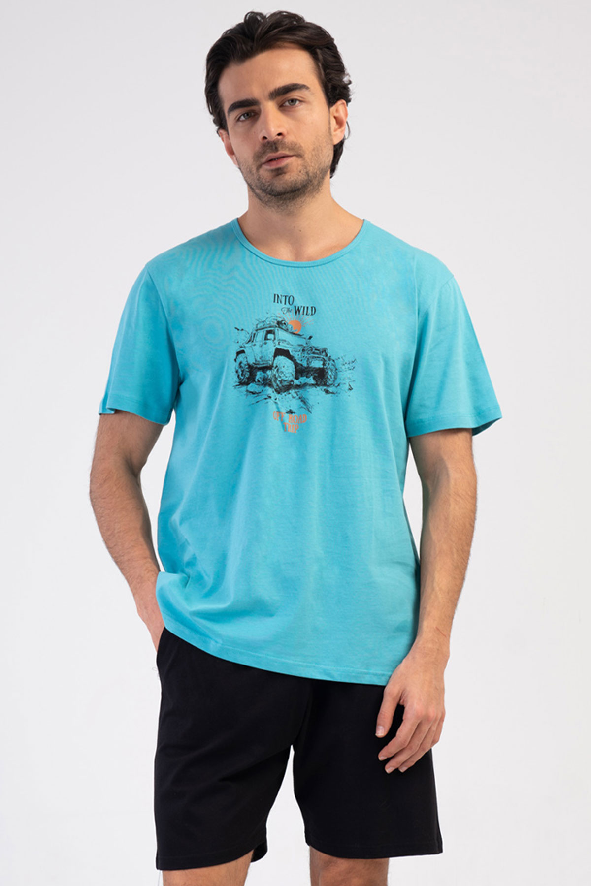 Erkek Büyük Beden Kısa Kol Şortlu Pijama Takım
