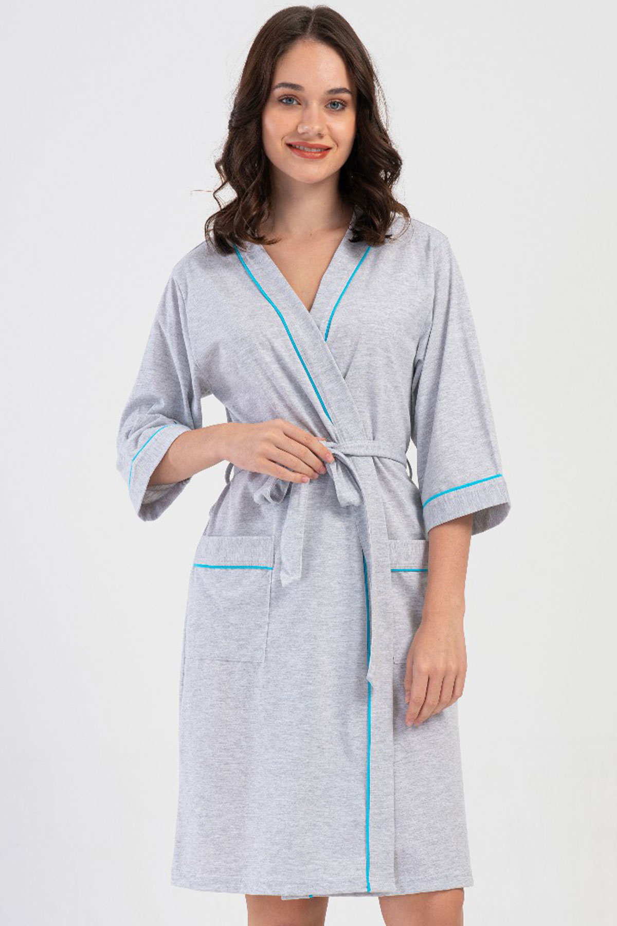 Kadın Büyük Beden 3/4Kol Tek Sabahlık
