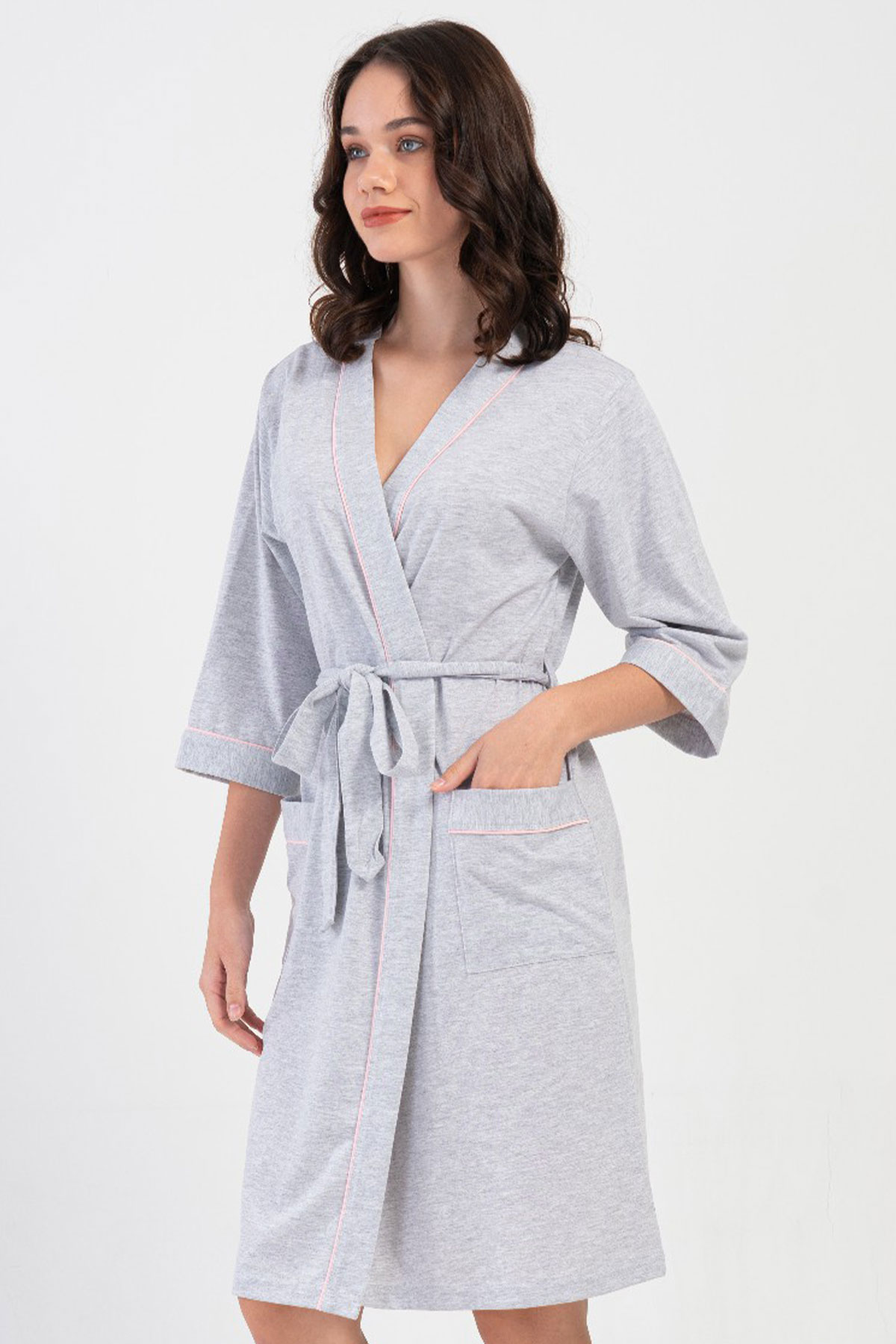 Kadın Büyük Beden 3/4Kol Tek Sabahlık
