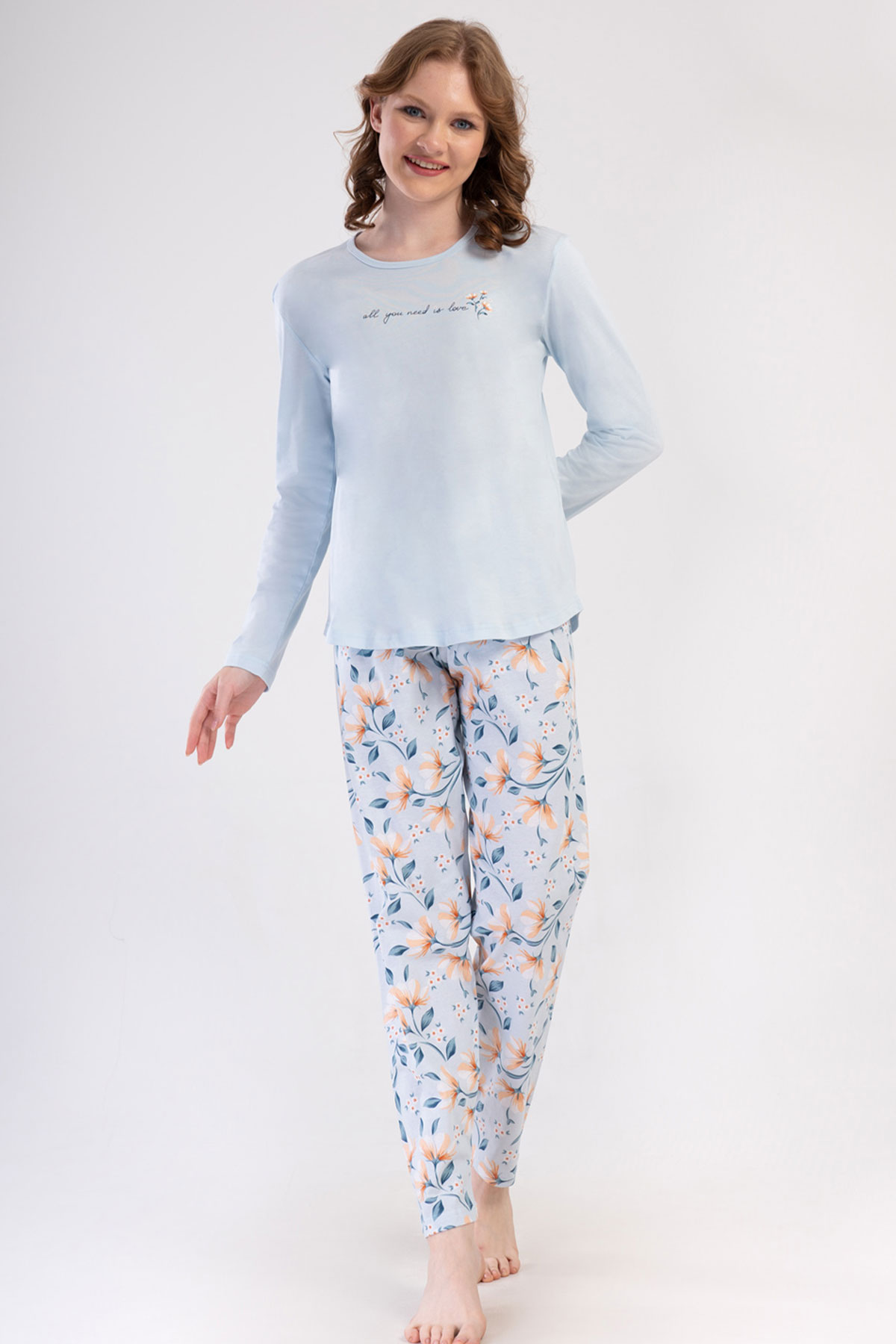 Pamuklu Kadın Uzun Kol Pijama Takım
