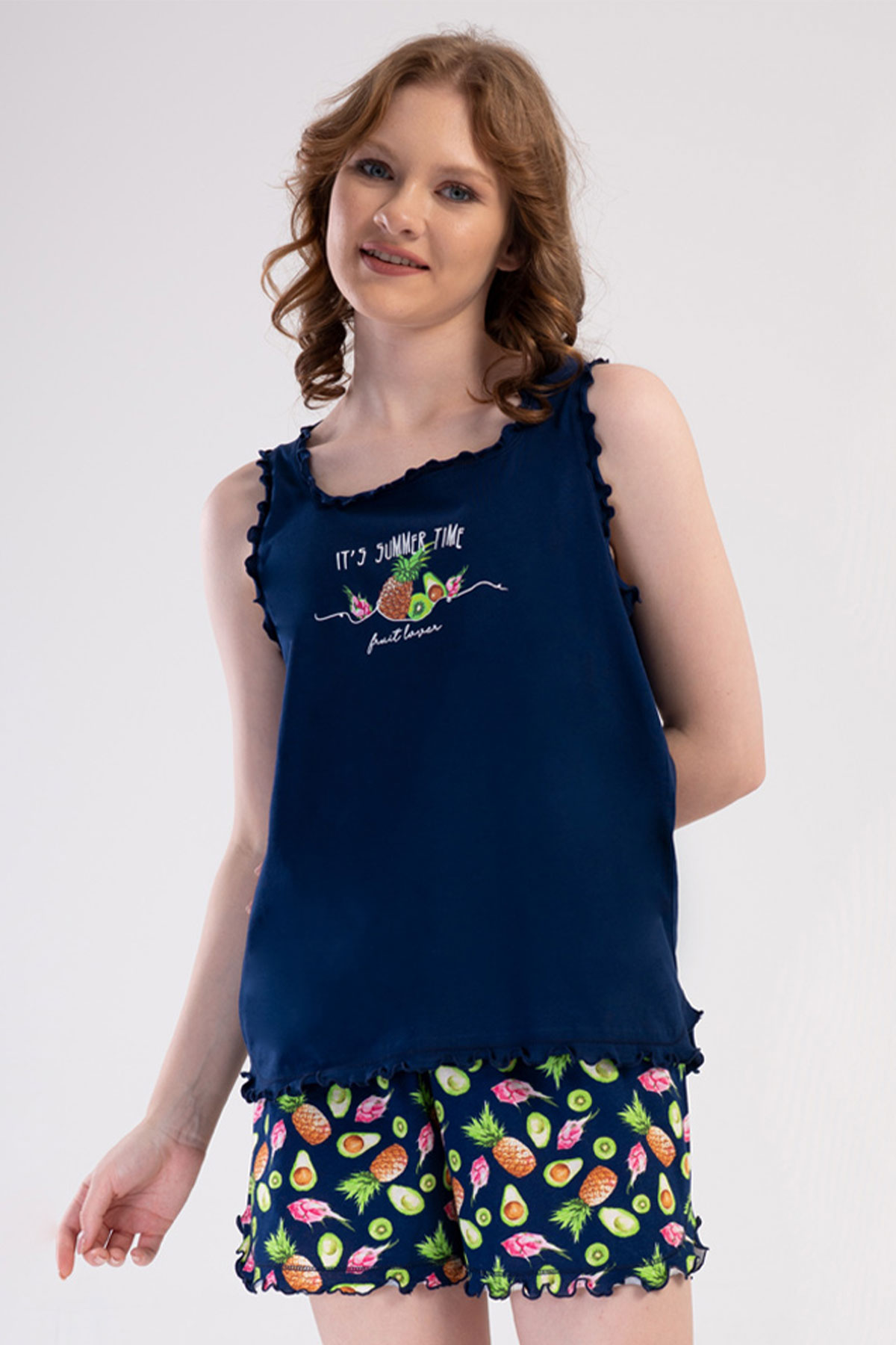 Pamuklu Kadın Büyük Beden Genıs Askılı Şortlu Pijama Takım

