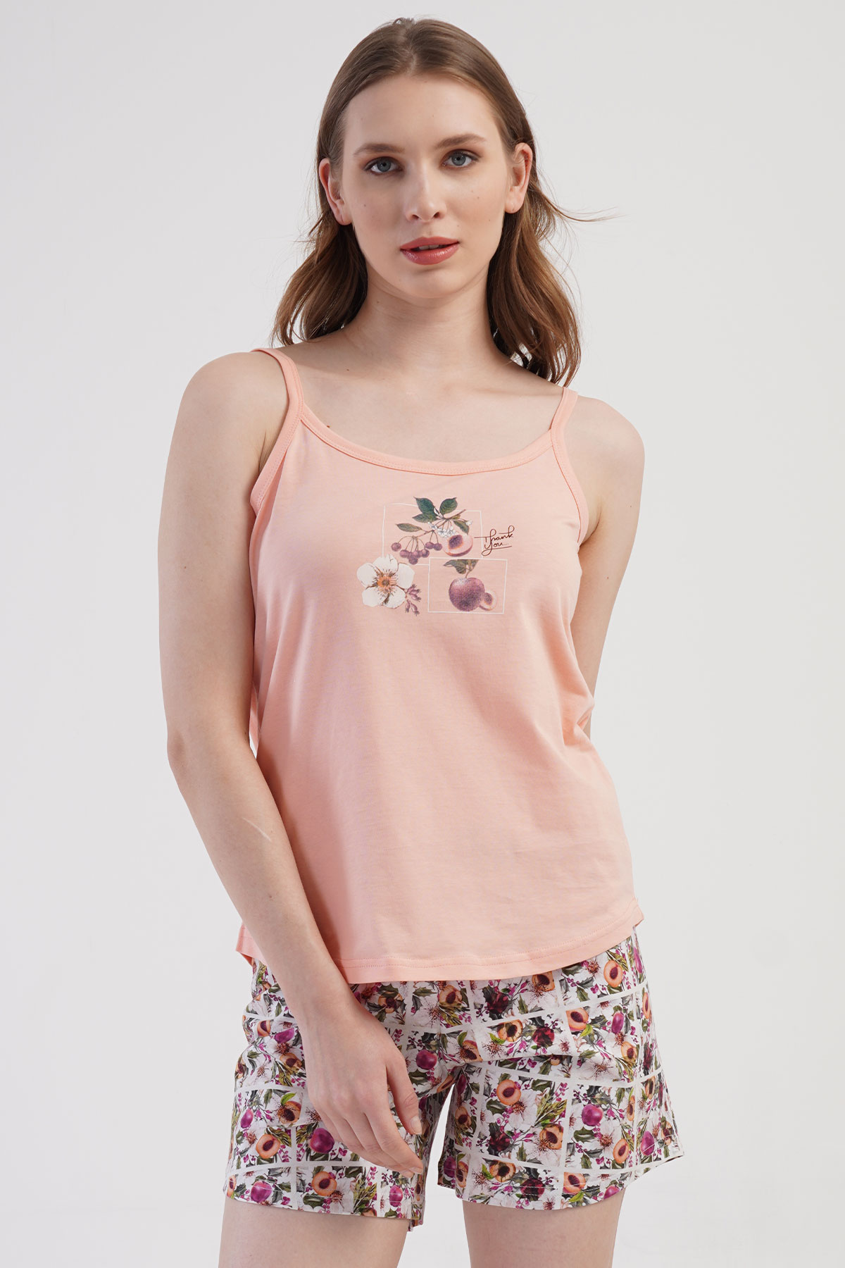 Pamuklu Kadın Ip Askılı Şortlu Pijama Takım
