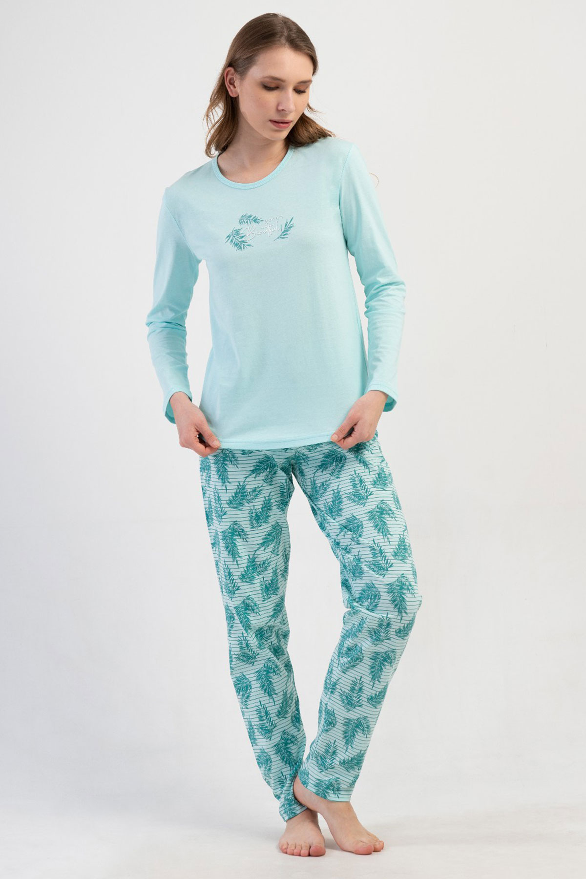 Pamuklu Kadın Uzun Kol Pijama Takım
