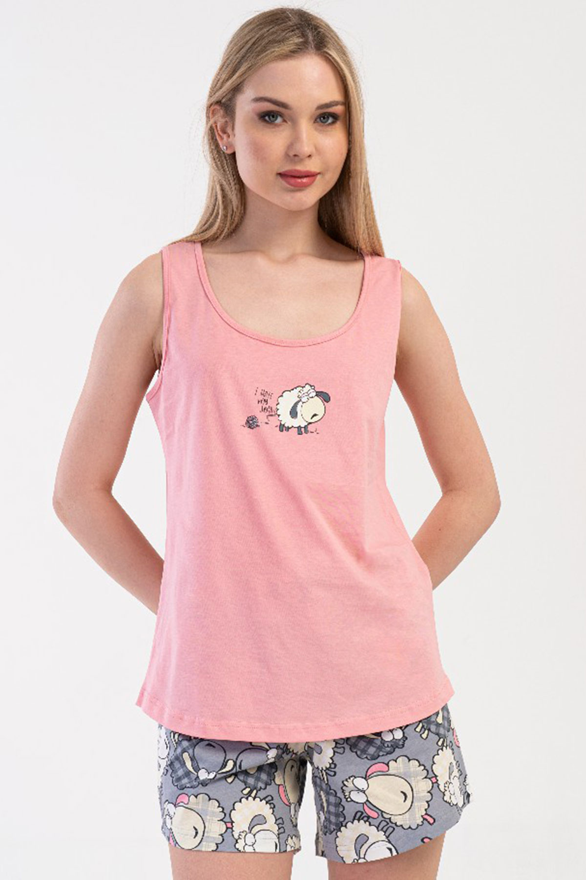 Pamuklu Kadın Genıs Askılı Şortlu Pijama Takım
