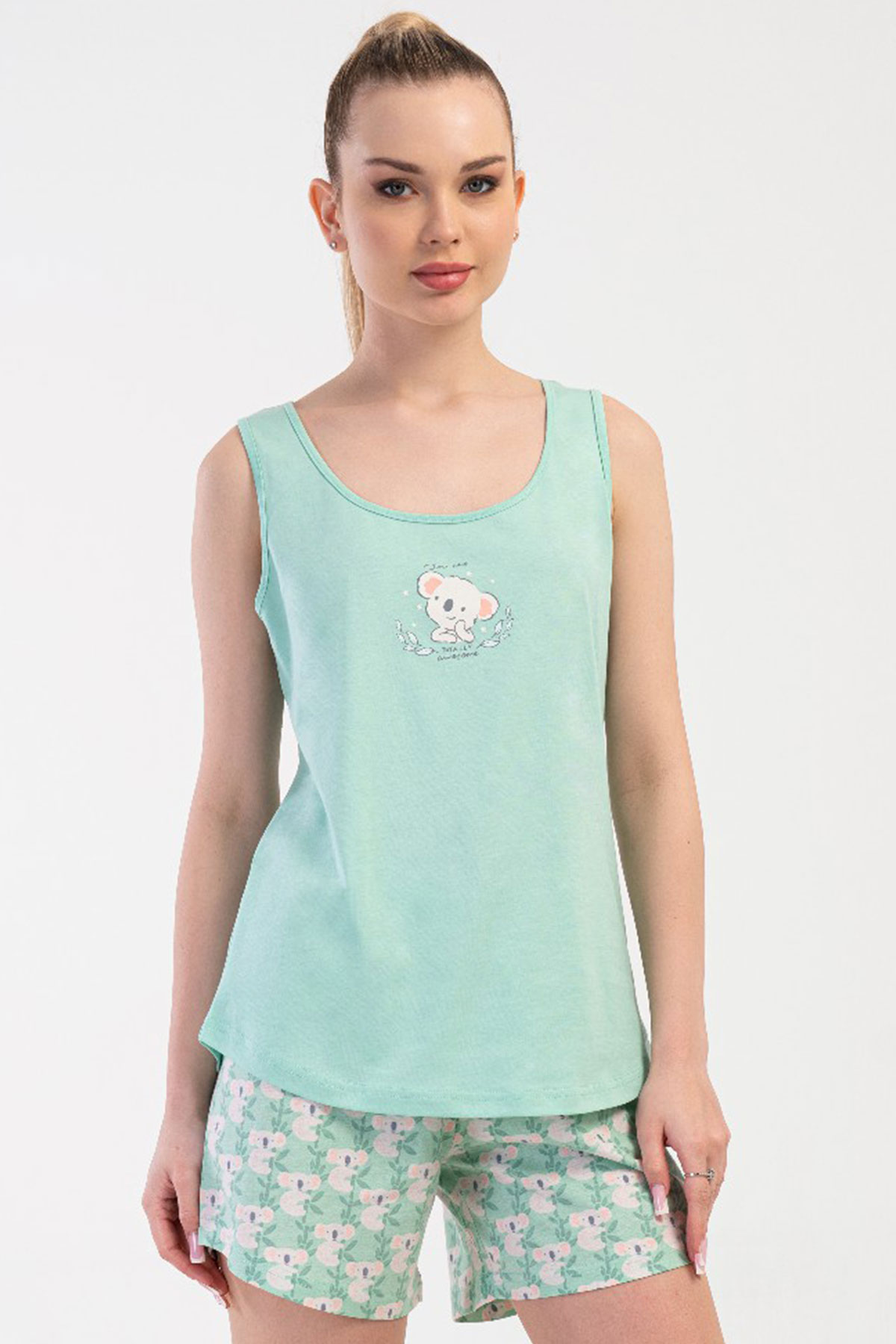 Pamuklu Kadın Genıs Askılı Şortlu Pijama Takım
