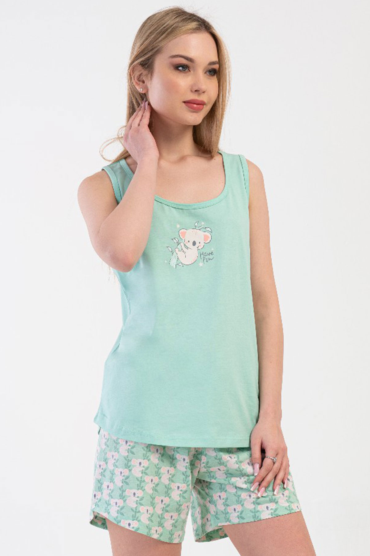 Pamuklu Kadın Büyük Beden Genıs Askılı Şortlu Pijama Takım
