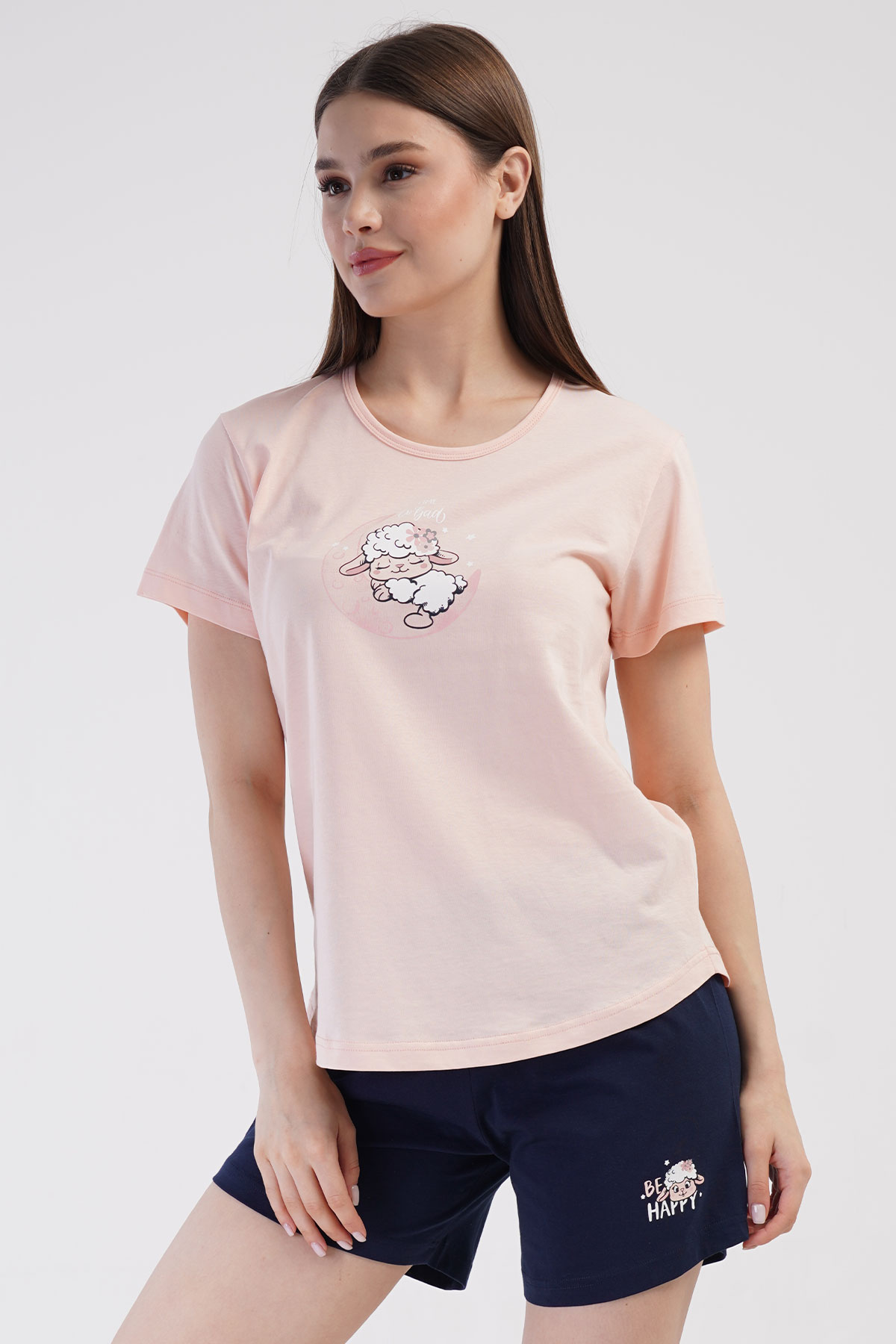 Pamuklu Kadın Kısa Kol Şortlu Pijama Takım
