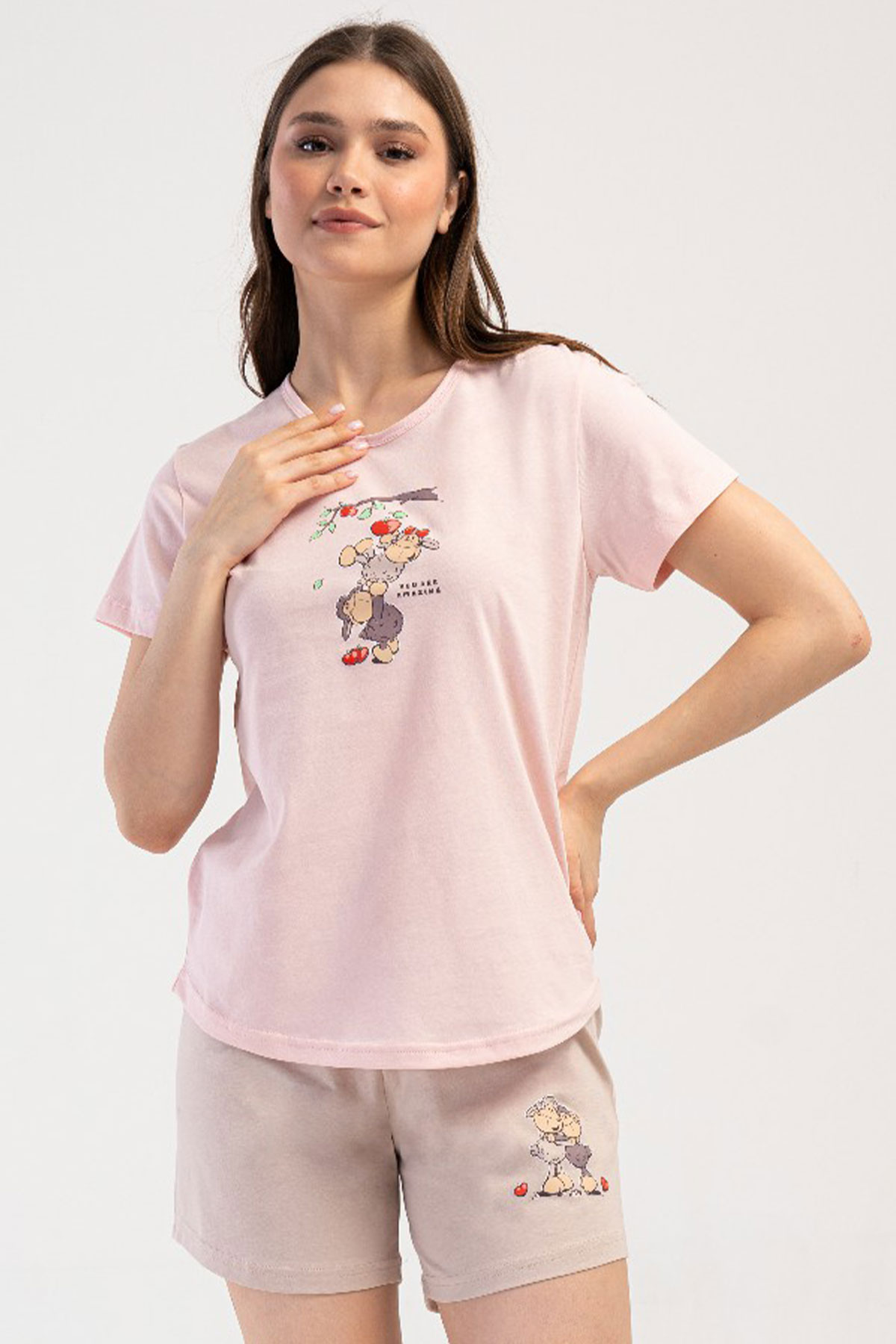 Pamuklu Kadın Kısa Kol Şortlu Pijama Takım
