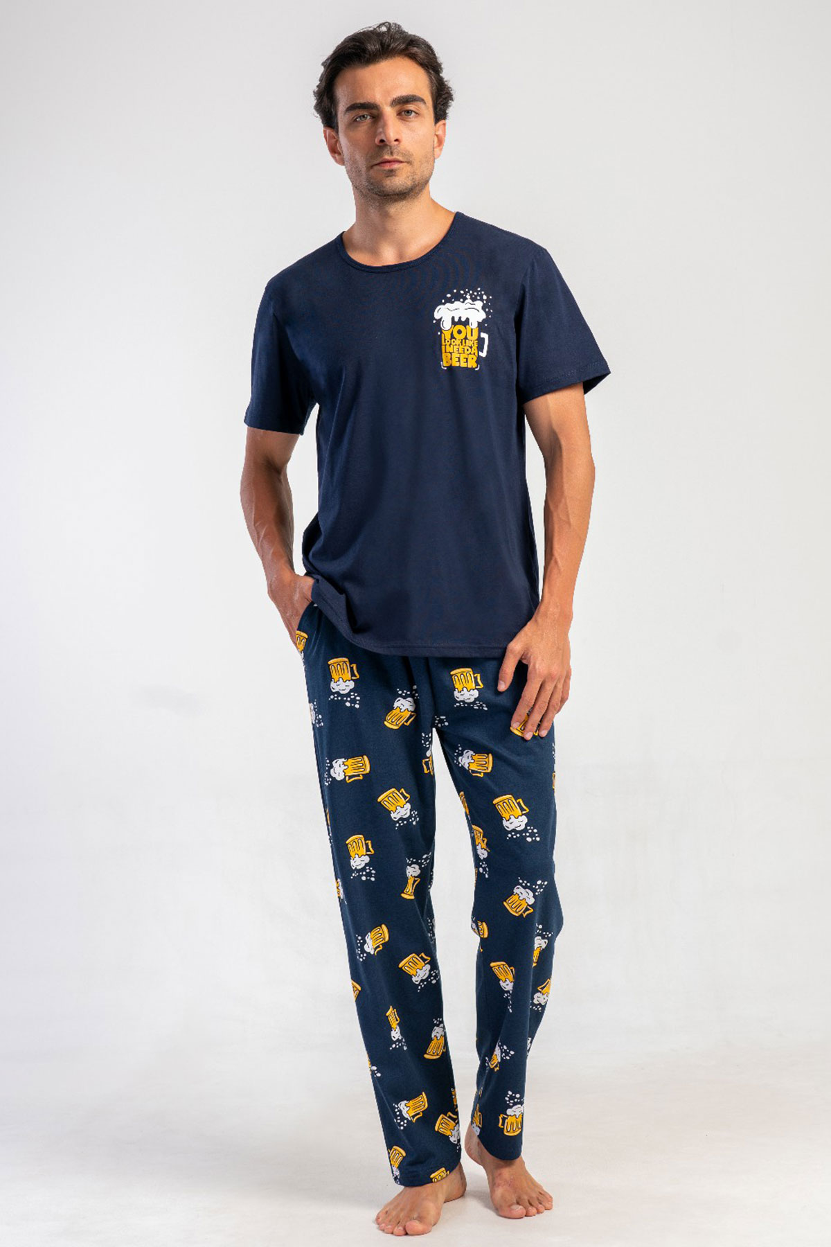 Pamuklu Erkek Kısa Kol Pijama Takım

