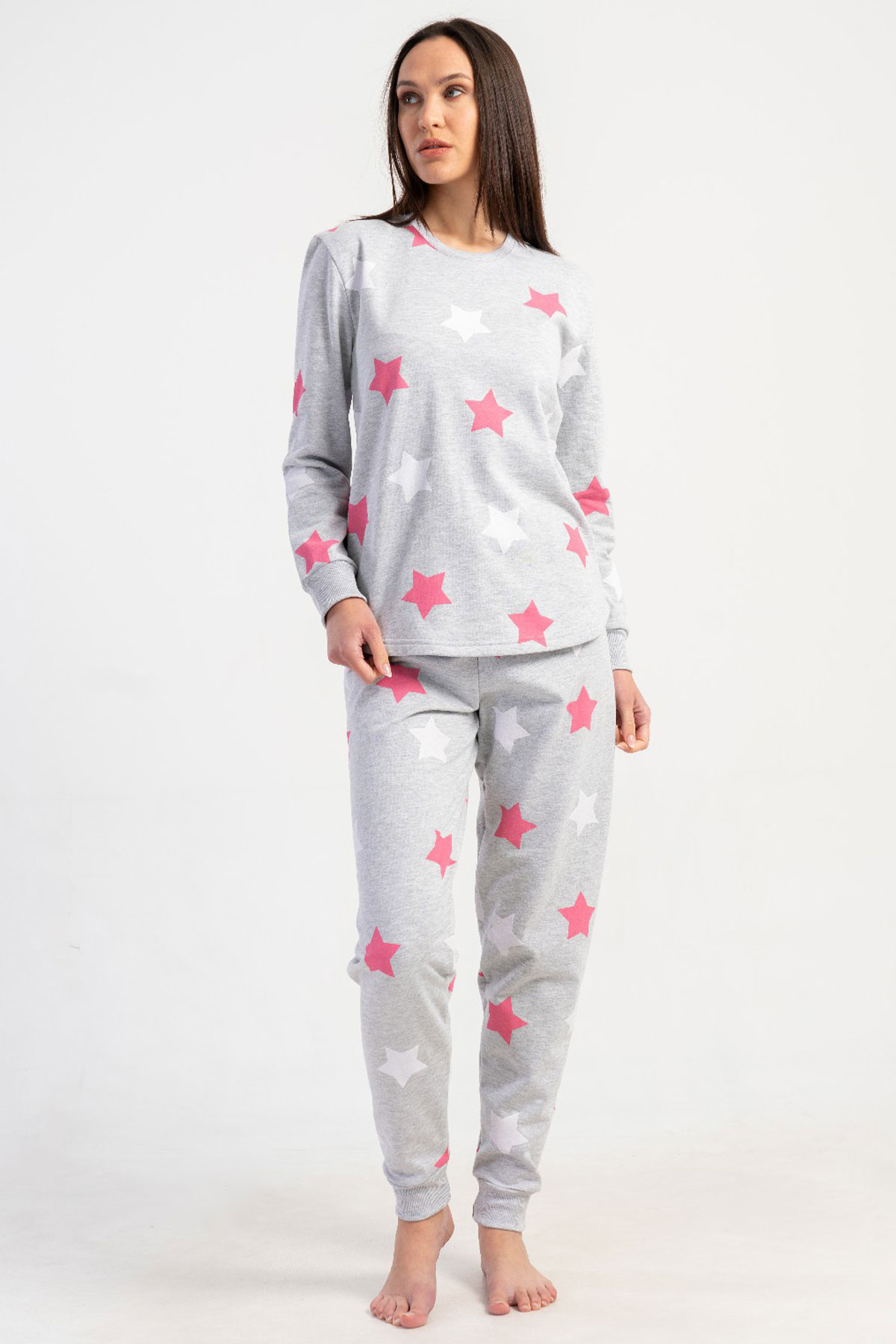 Kadın Büyük Beden Uzun Kol Pijama Takım
