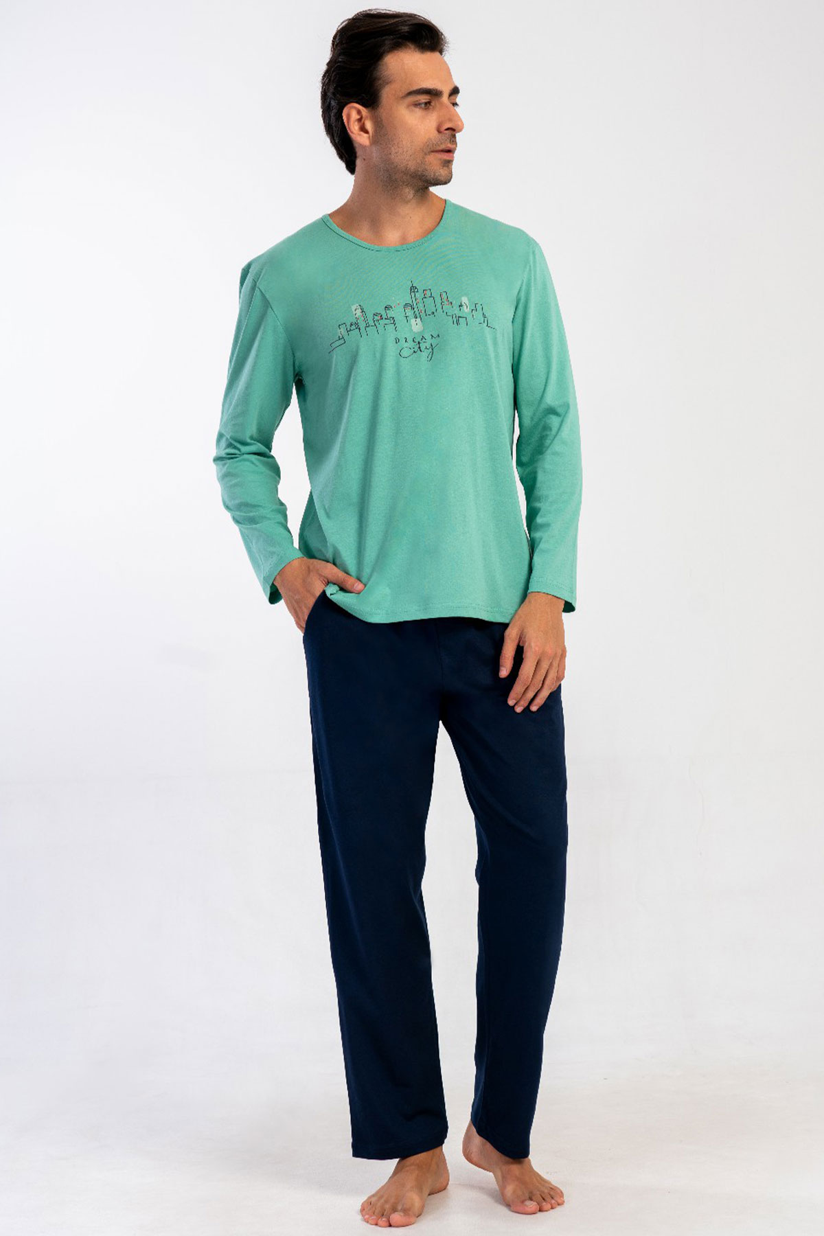 Pamuklu Erkek Uzun Kol Pijama Takım
