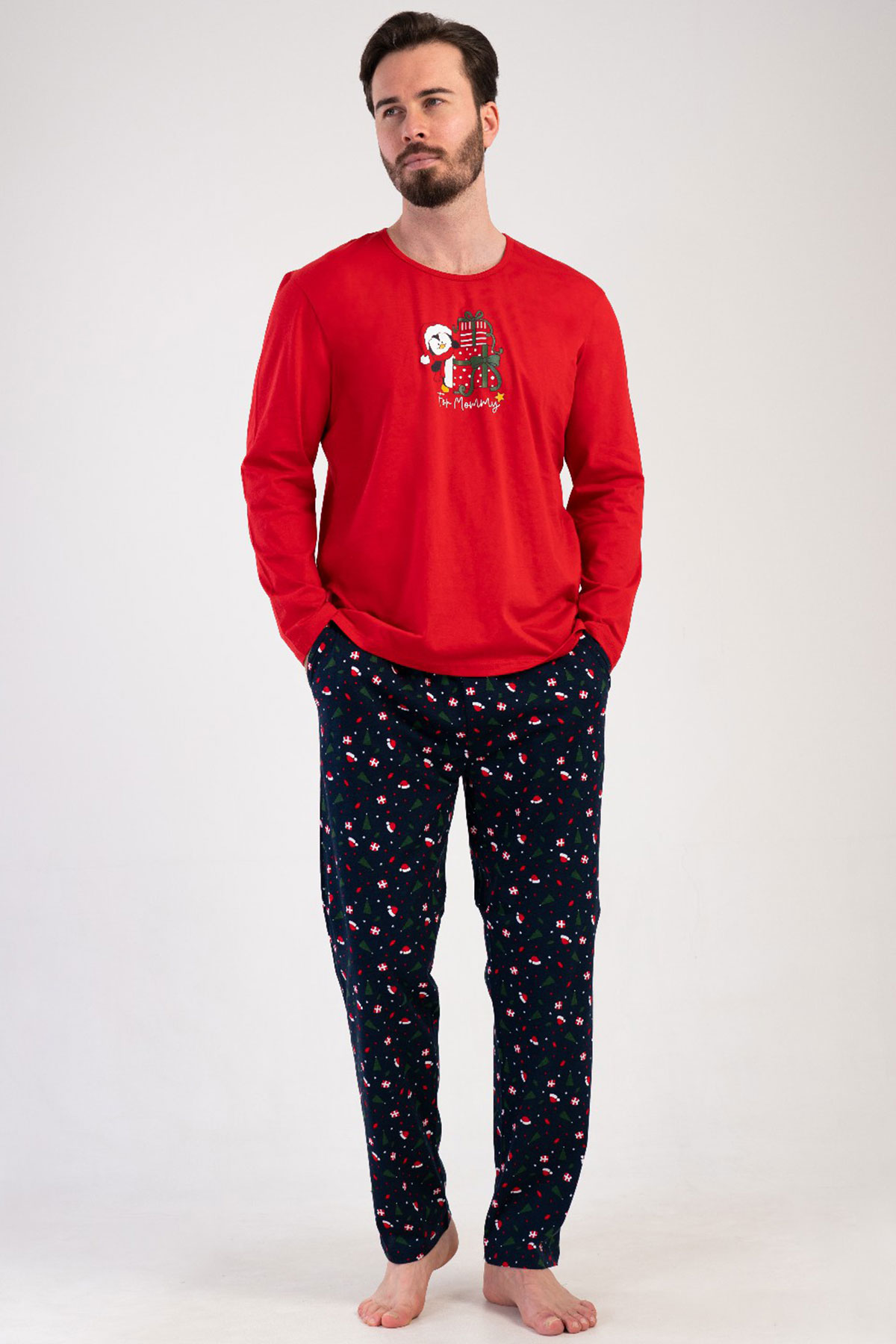 Pamuklu Erkek Uzun Kol Pijama Takım
