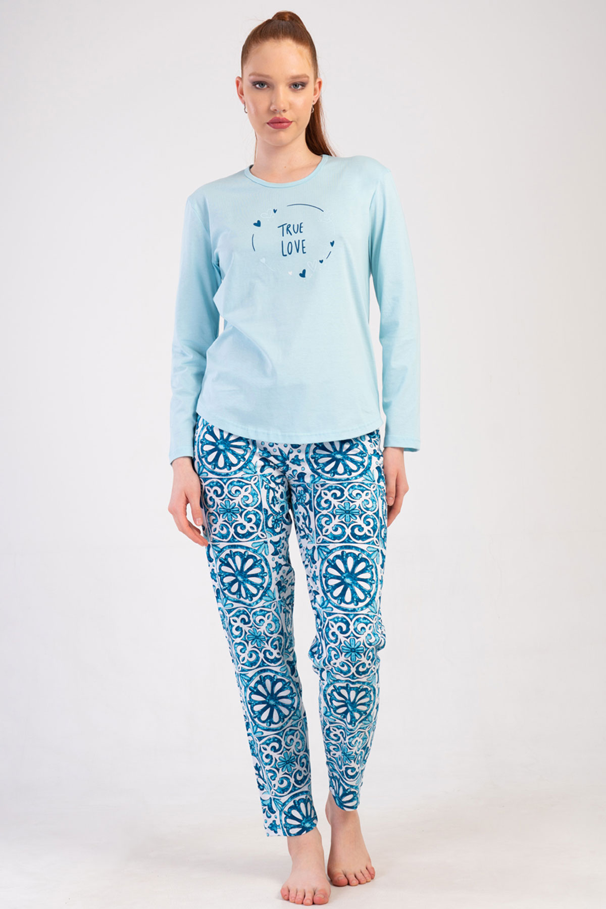Pamuklu Kadın Uzun Kol Pijama Takım
