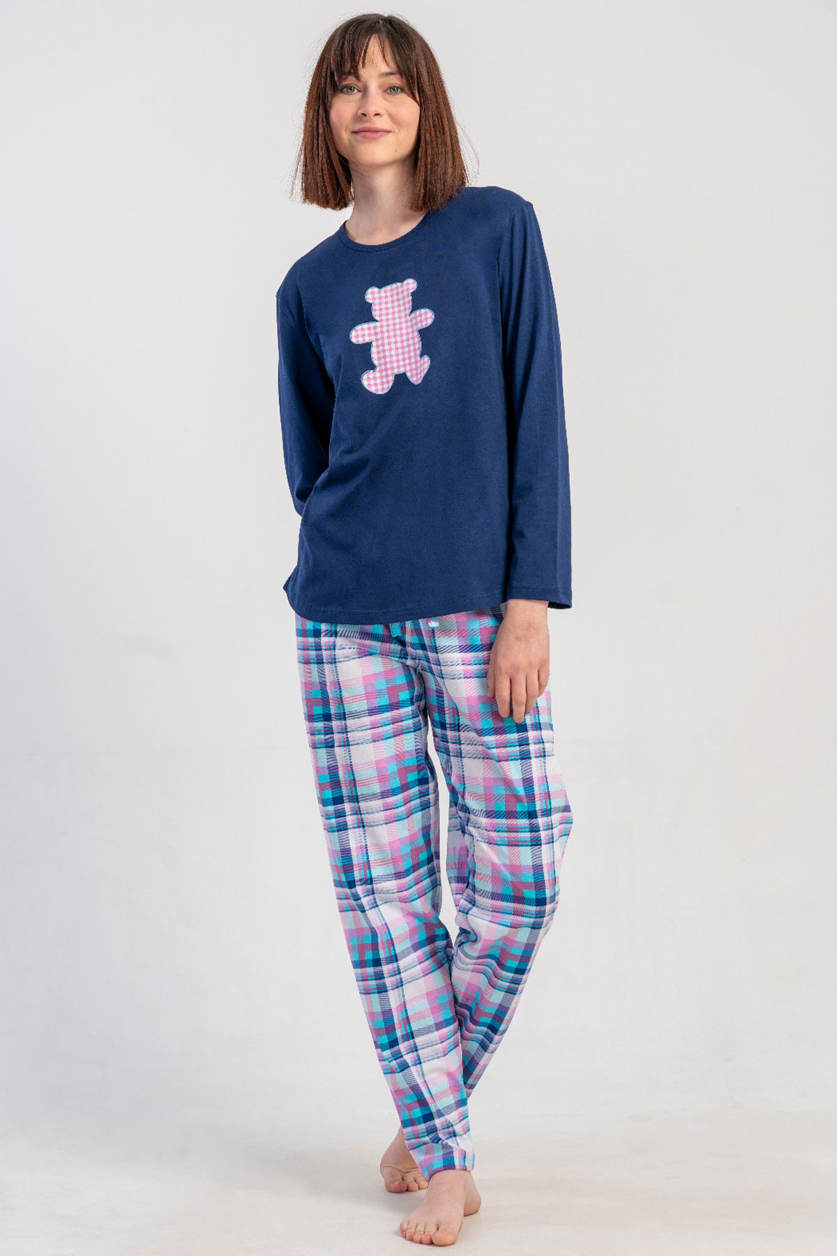 Pamuklu Kadın Büyük Beden Uzun Kol Pijama Takım
