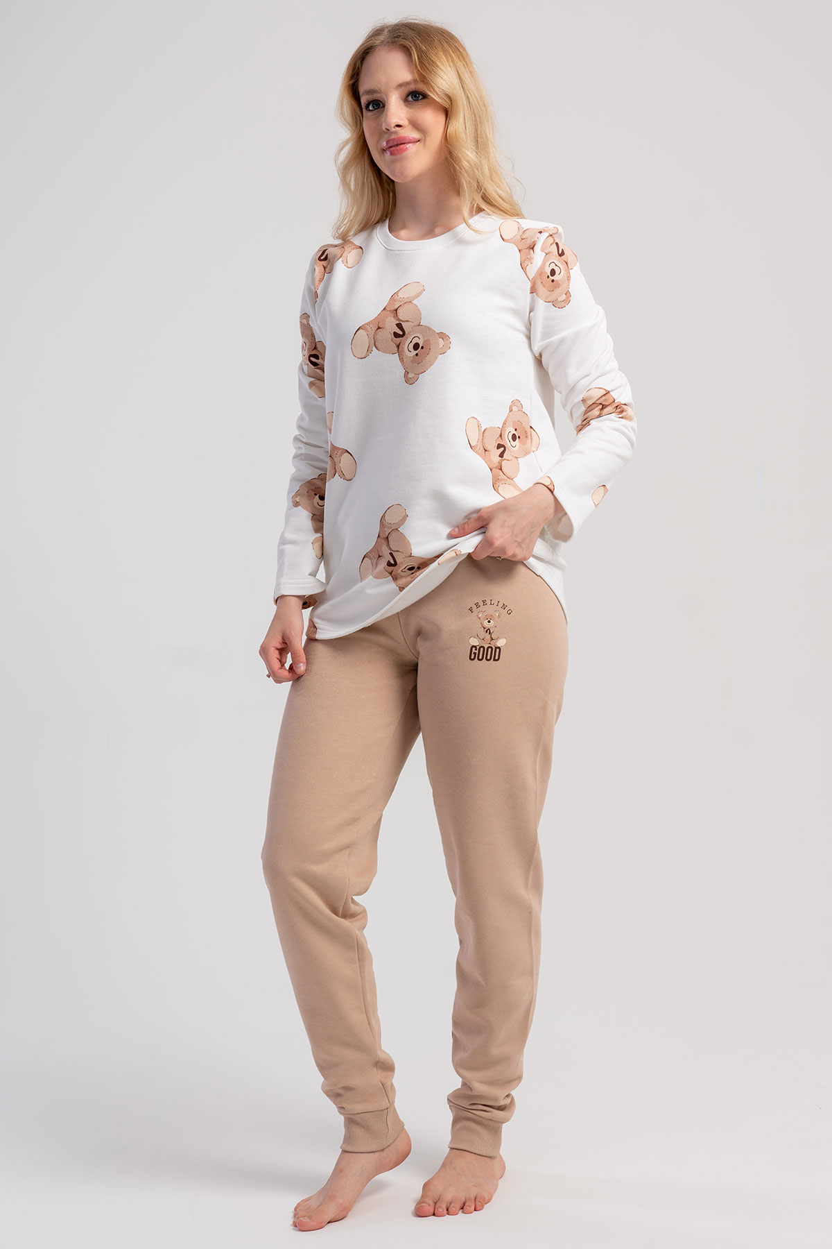 Pamuklu Kadın Uzun Kol Pijama Takım
