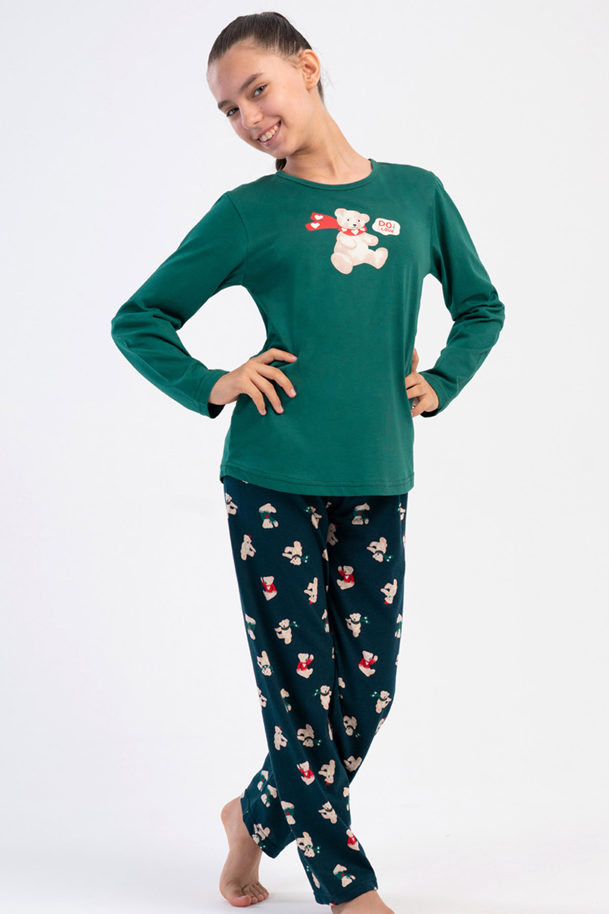 Pamuklu Kız Çocuk Uzun Kol Pijama Takım(7-8/13-14)
