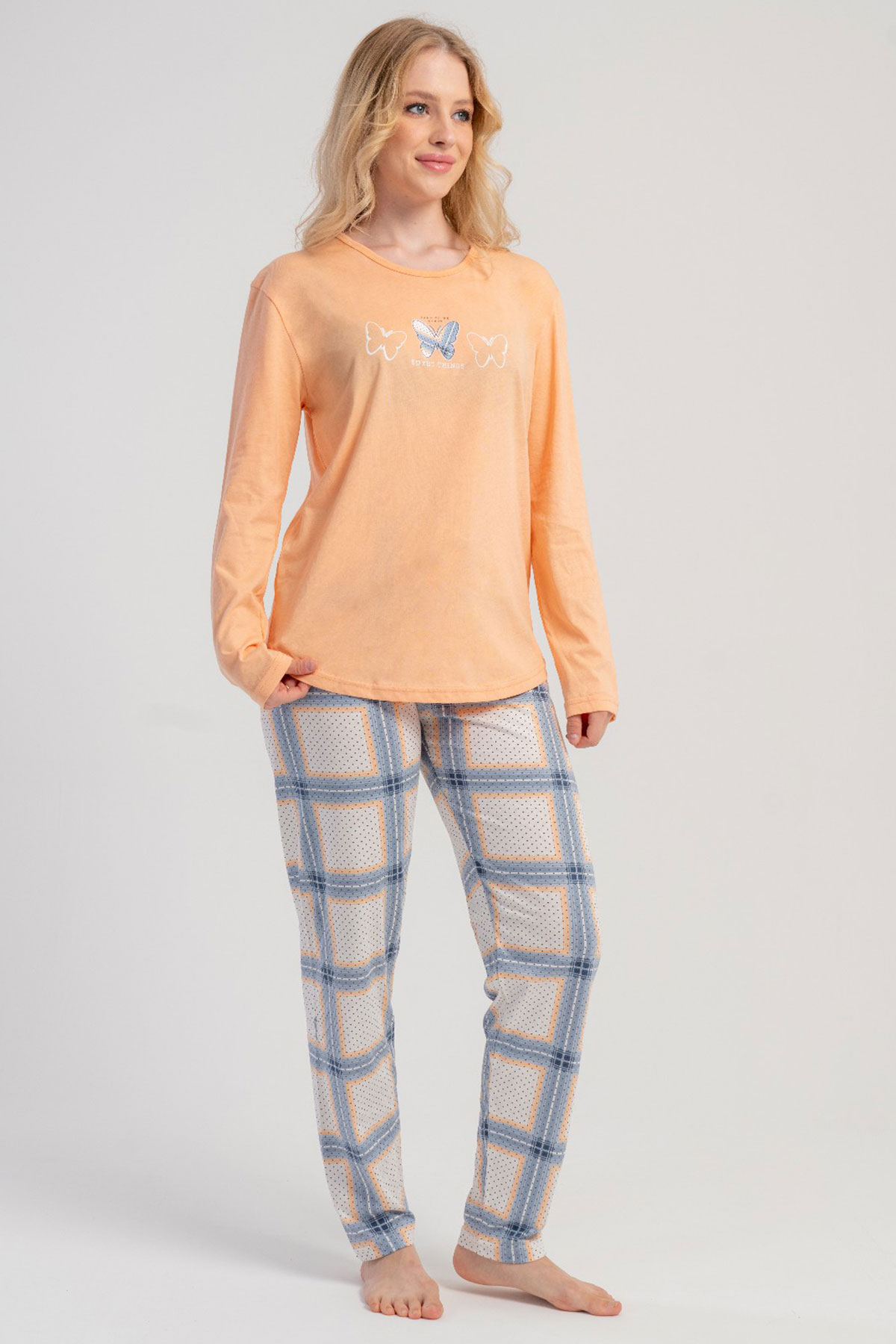 Pamuklu Kadın Uzun Kol Pijama Takım
