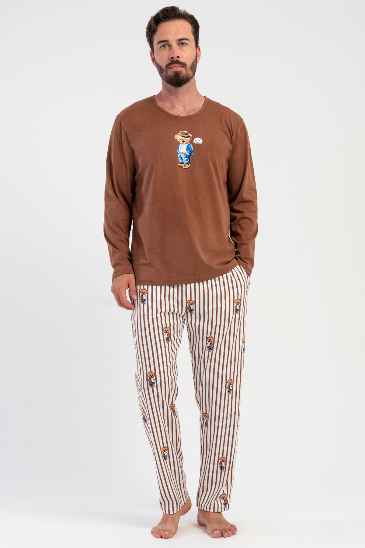 Pamuklu Erkek Uzun Kol Pijama Takım
