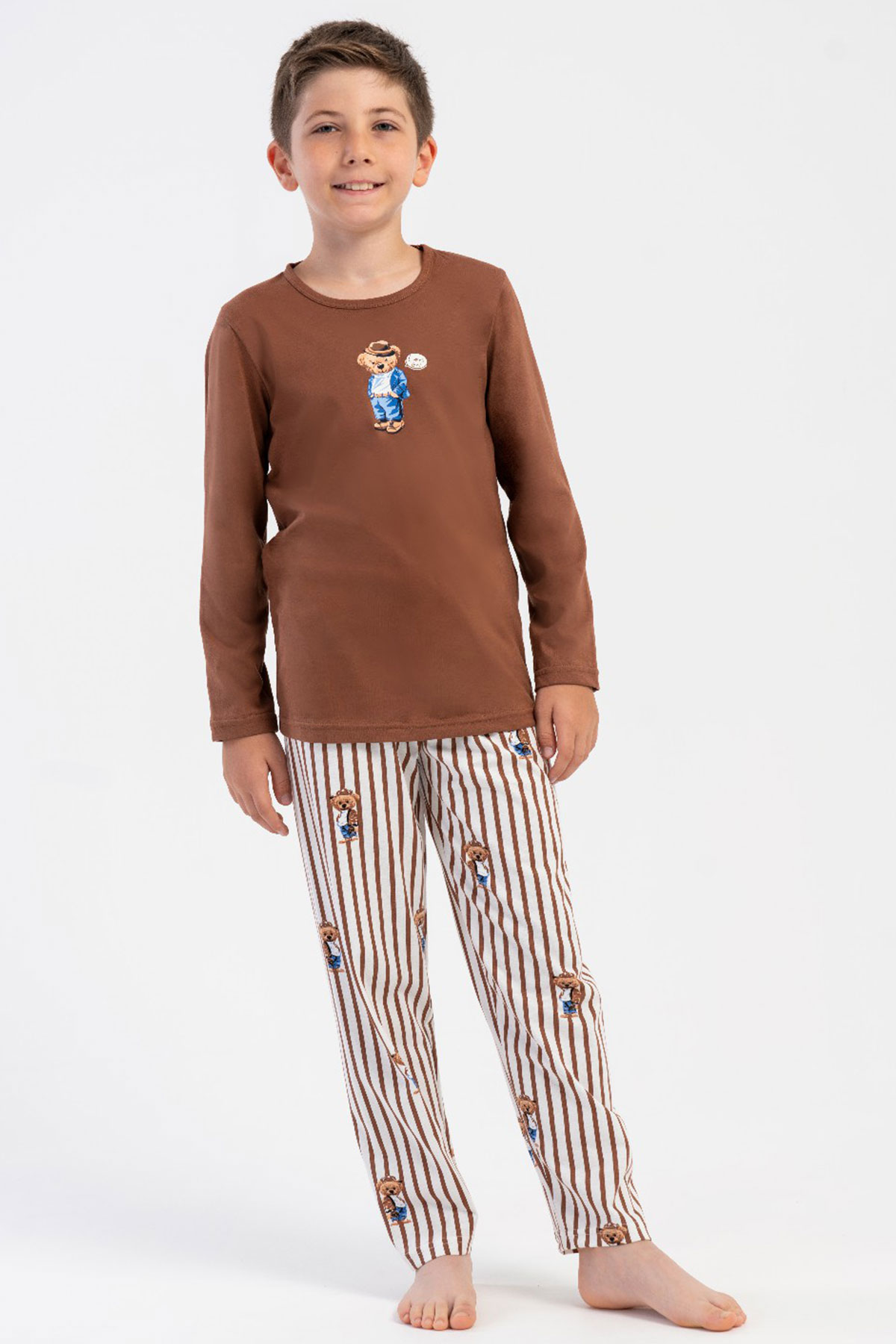 Pamuklu Erkek Çocuk Uzun Kol Pijama Takım(7/8-13/14)
