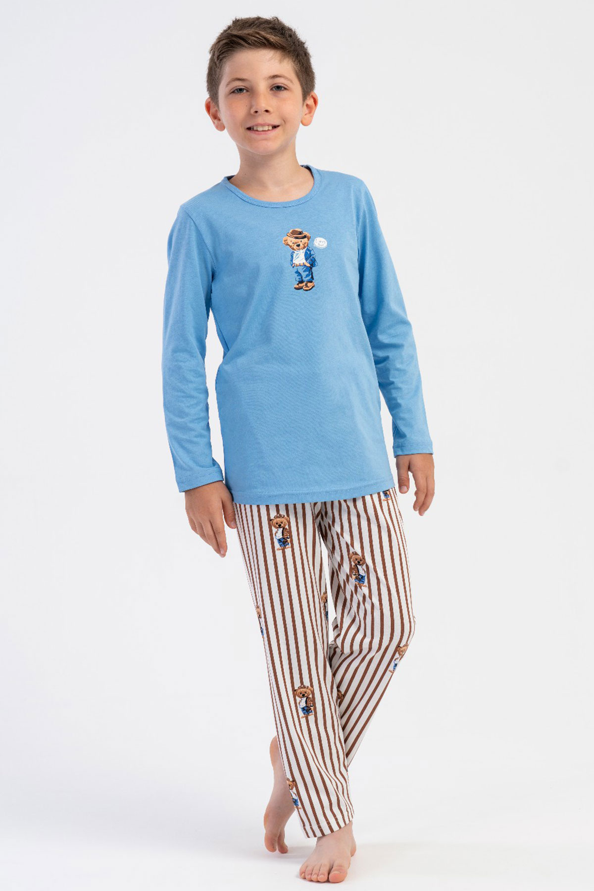 Pamuklu Erkek Çocuk Uzun Kol Pijama Takım(7/8-13/14)
