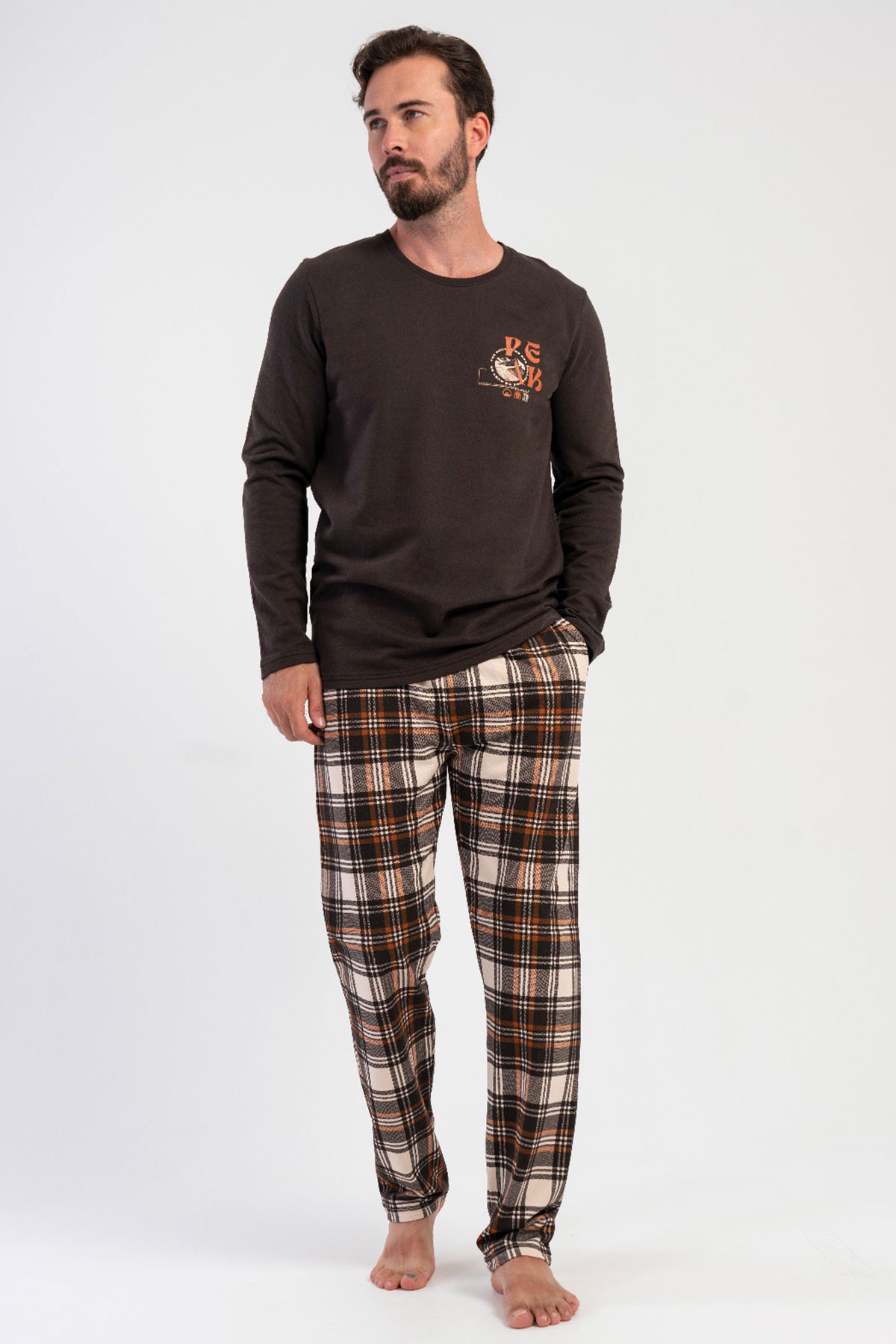 Pamuklu Erkek Uzun Kol Pijama Takım
