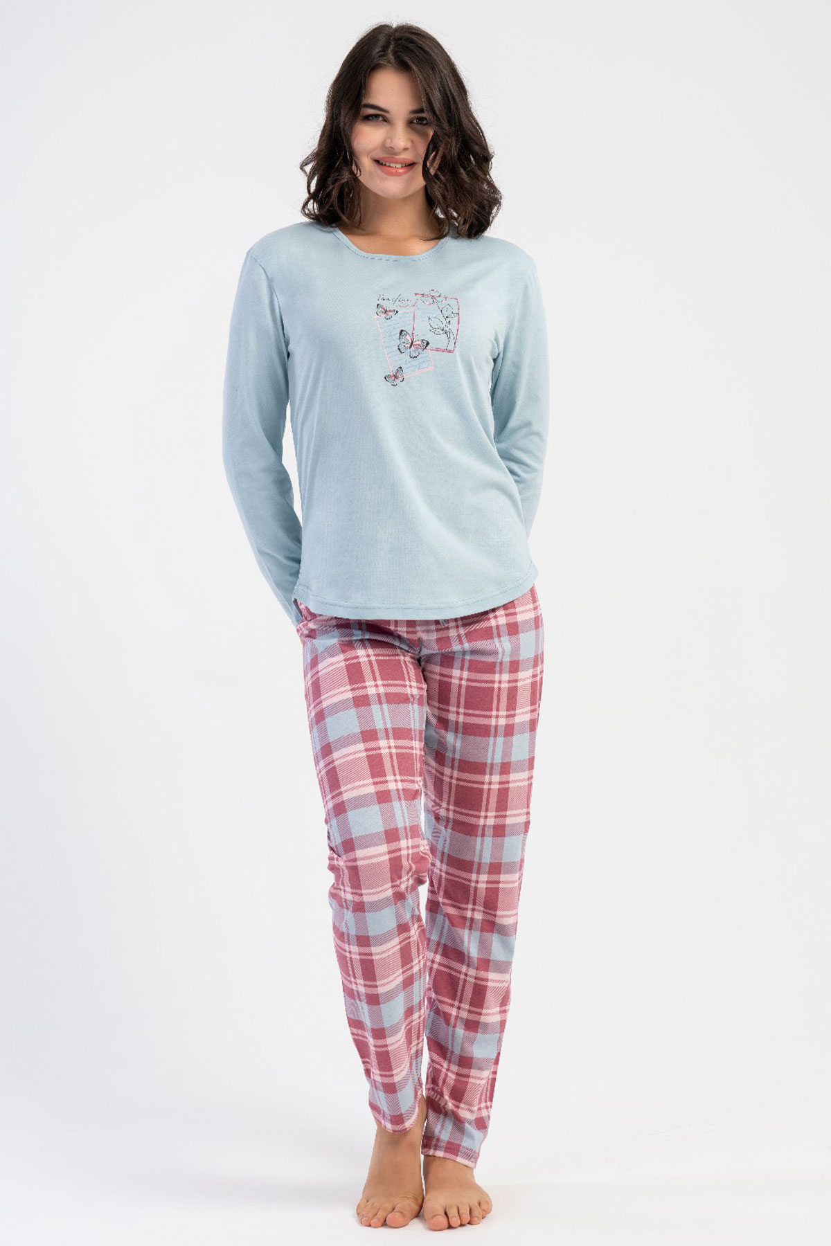 Pamuklu Kadın Uzun Kol Pijama Takım
