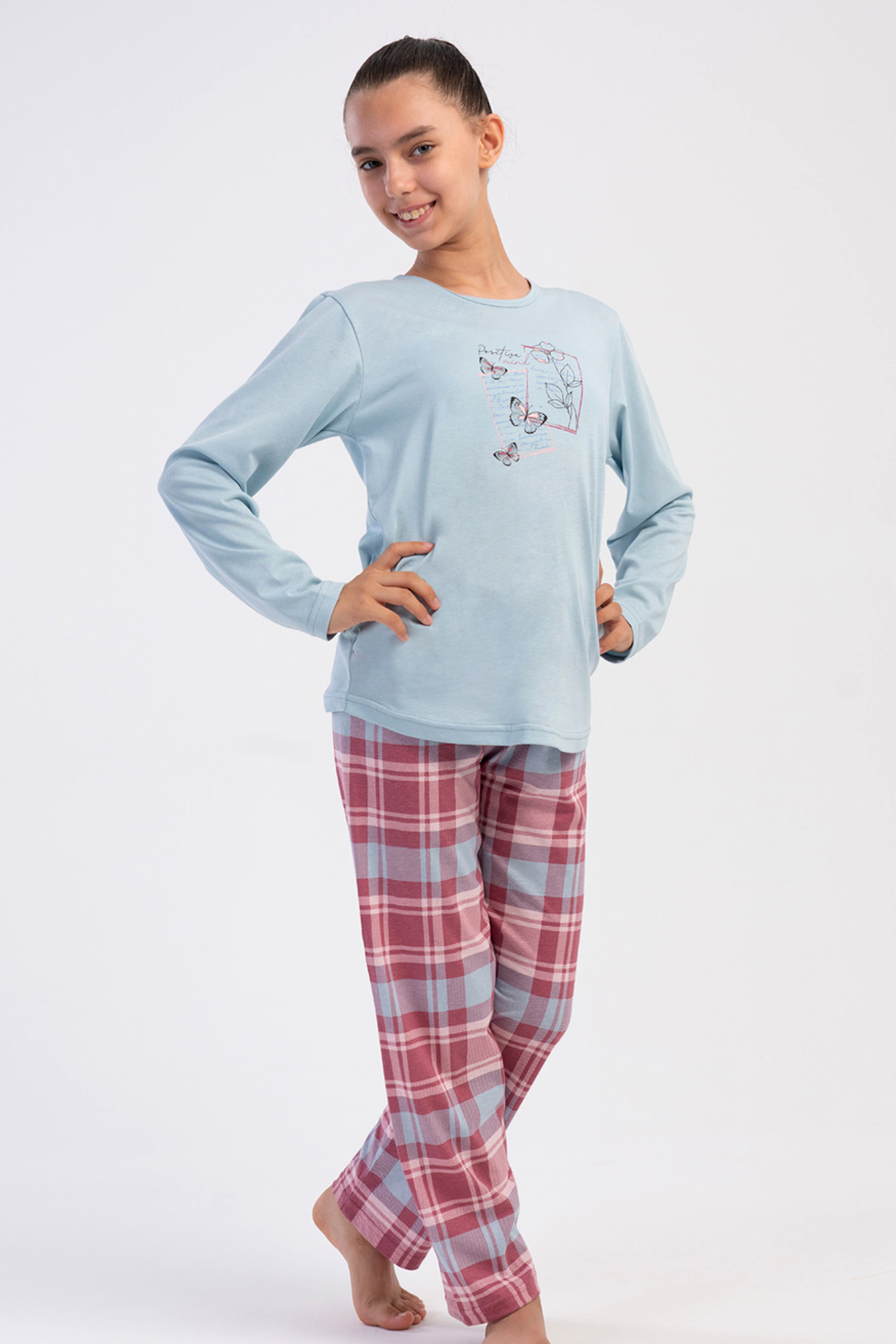 Pamuklu Kız Çocuk Uzun Kol Pijama Takım(9/10-15/16)
