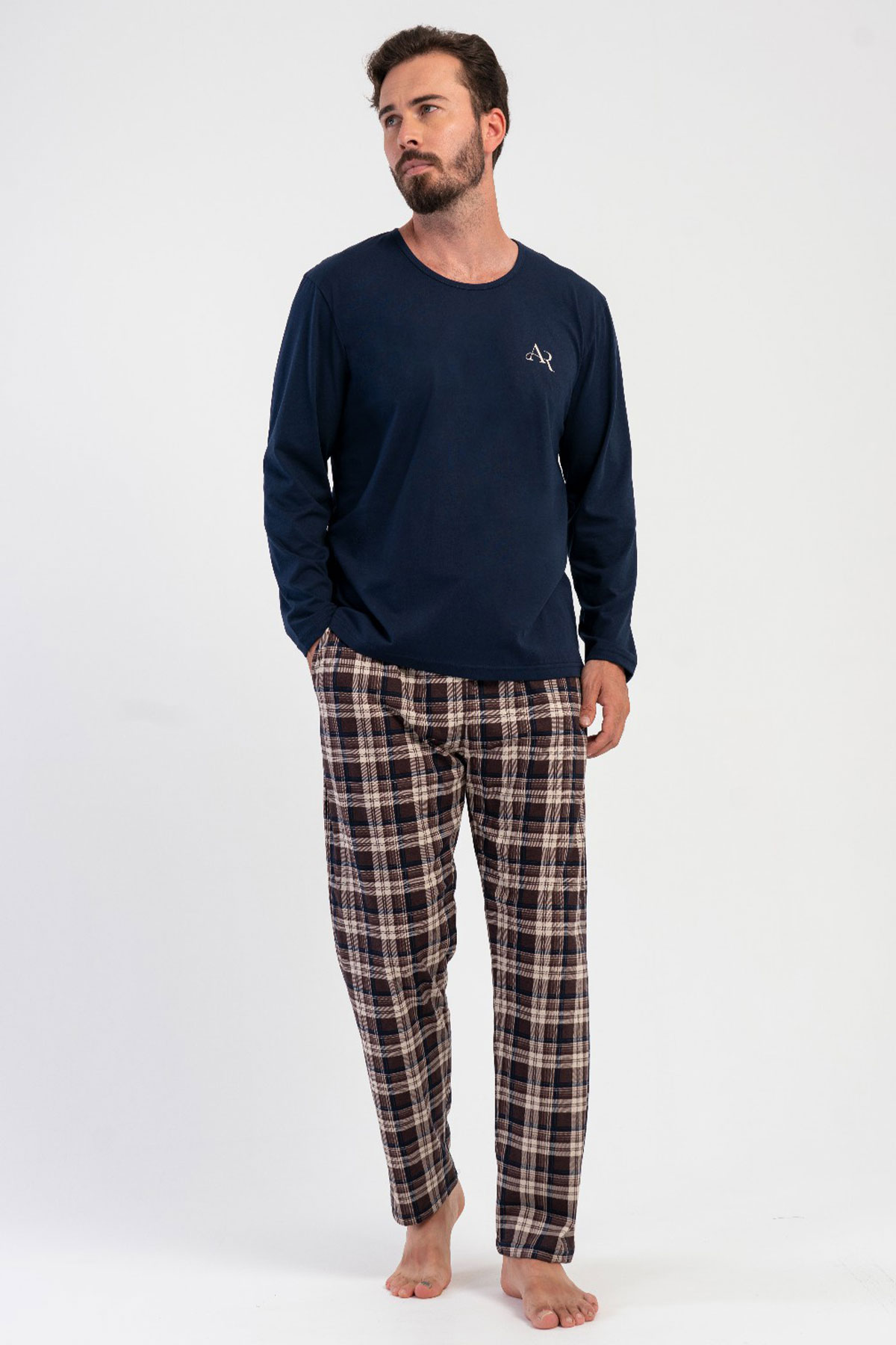 Pamuklu Erkek Uzun Kol Pijama Takım
