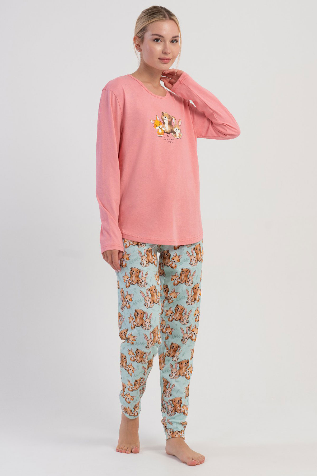 Pamuklu Kadın Uzun Kol Pijama Takım
