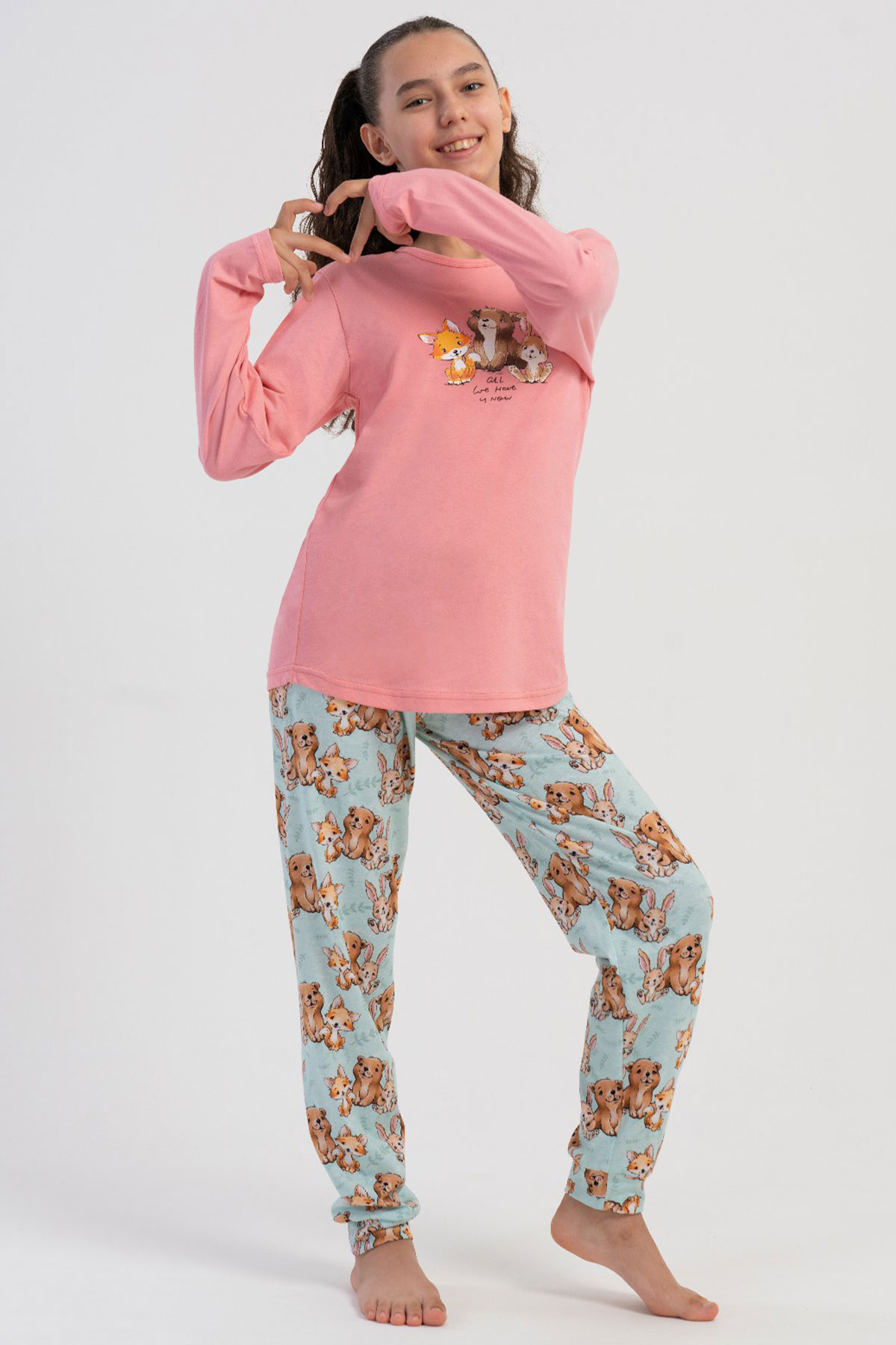 Pamuklu Kız Çocuk Uzun Kol Pijama Takım(7-8/13-14)
