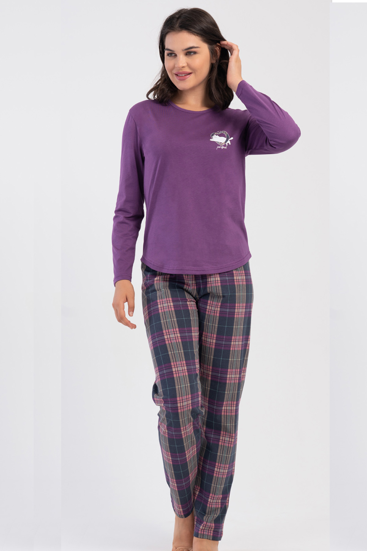 Pamuklu Kadın Uzun Kol Pijama Takım
