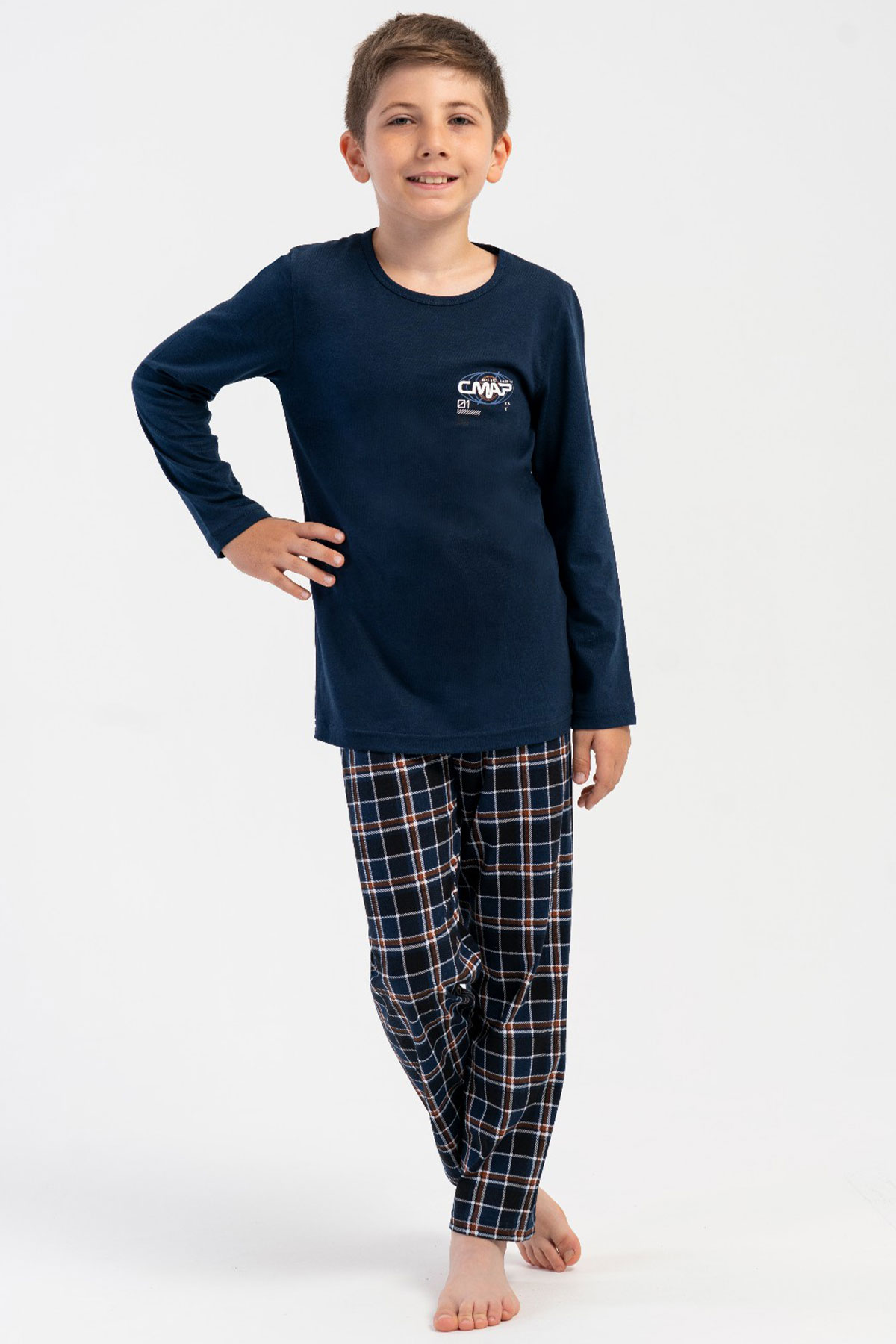 Pamuklu Erkek Çocuk Uzun Kol Pijama Takım(9-10/-15-16)
