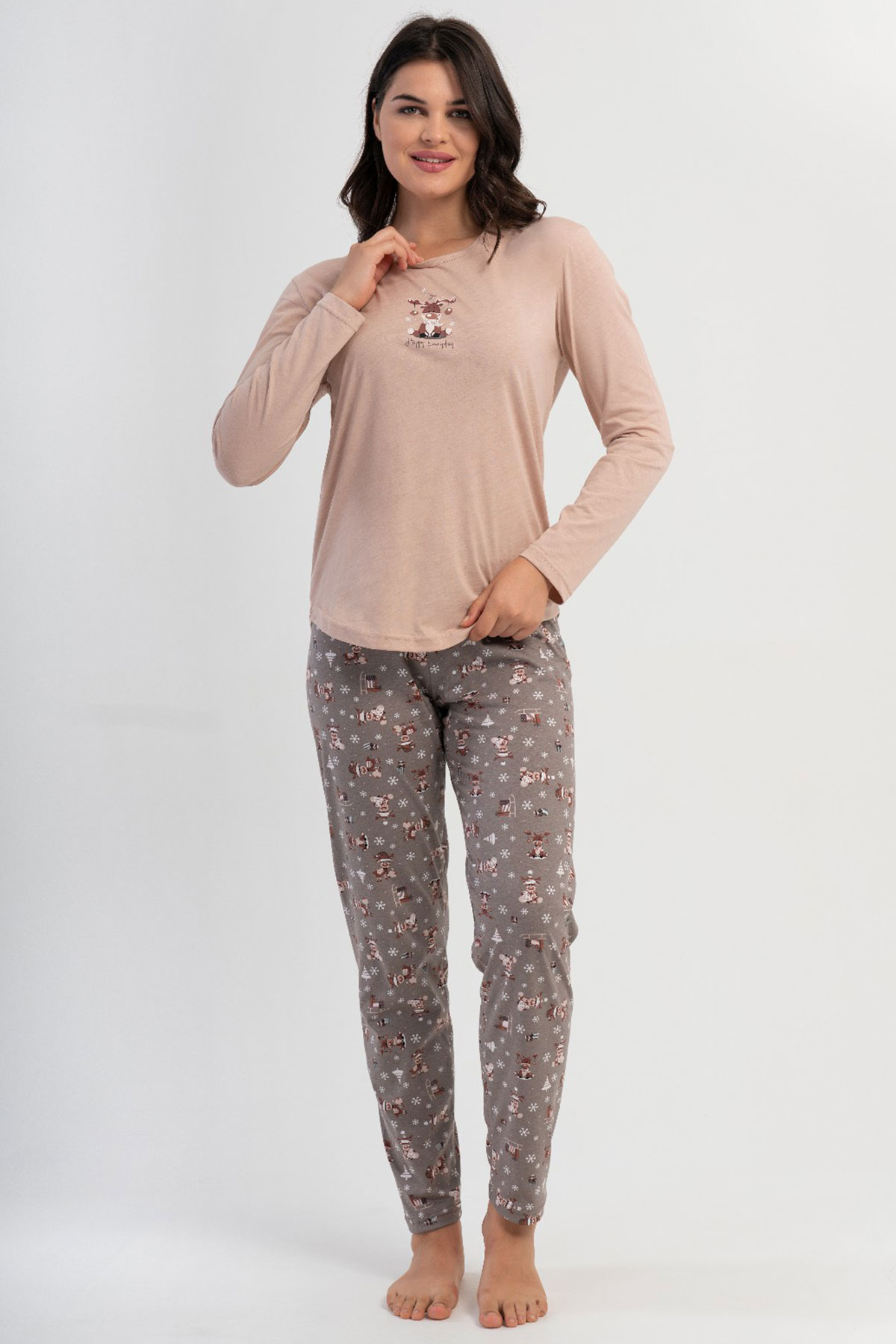 Pamuklu Kadın Uzun Kol Pijama Takım
