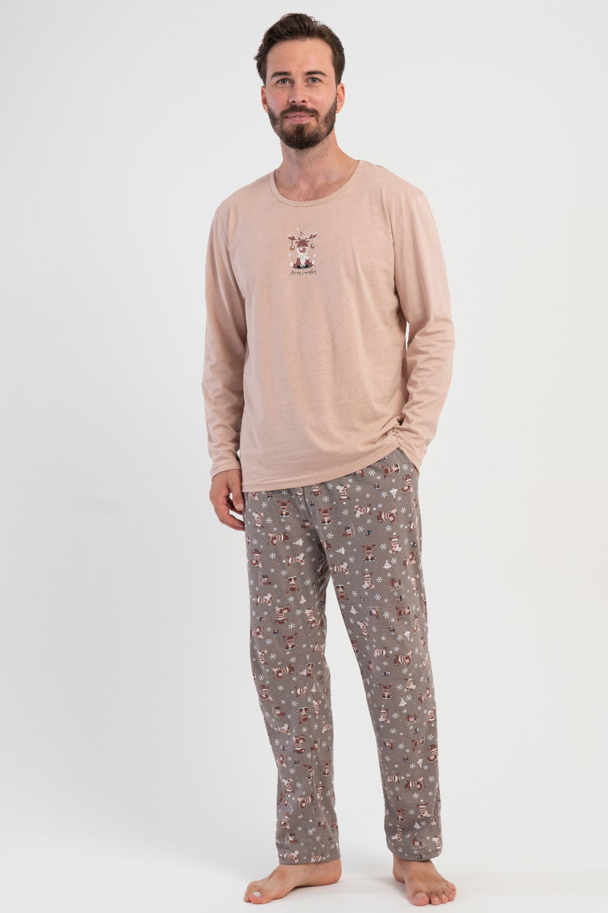 Pamuklu Erkek Uzun Kol Pijama Takım
