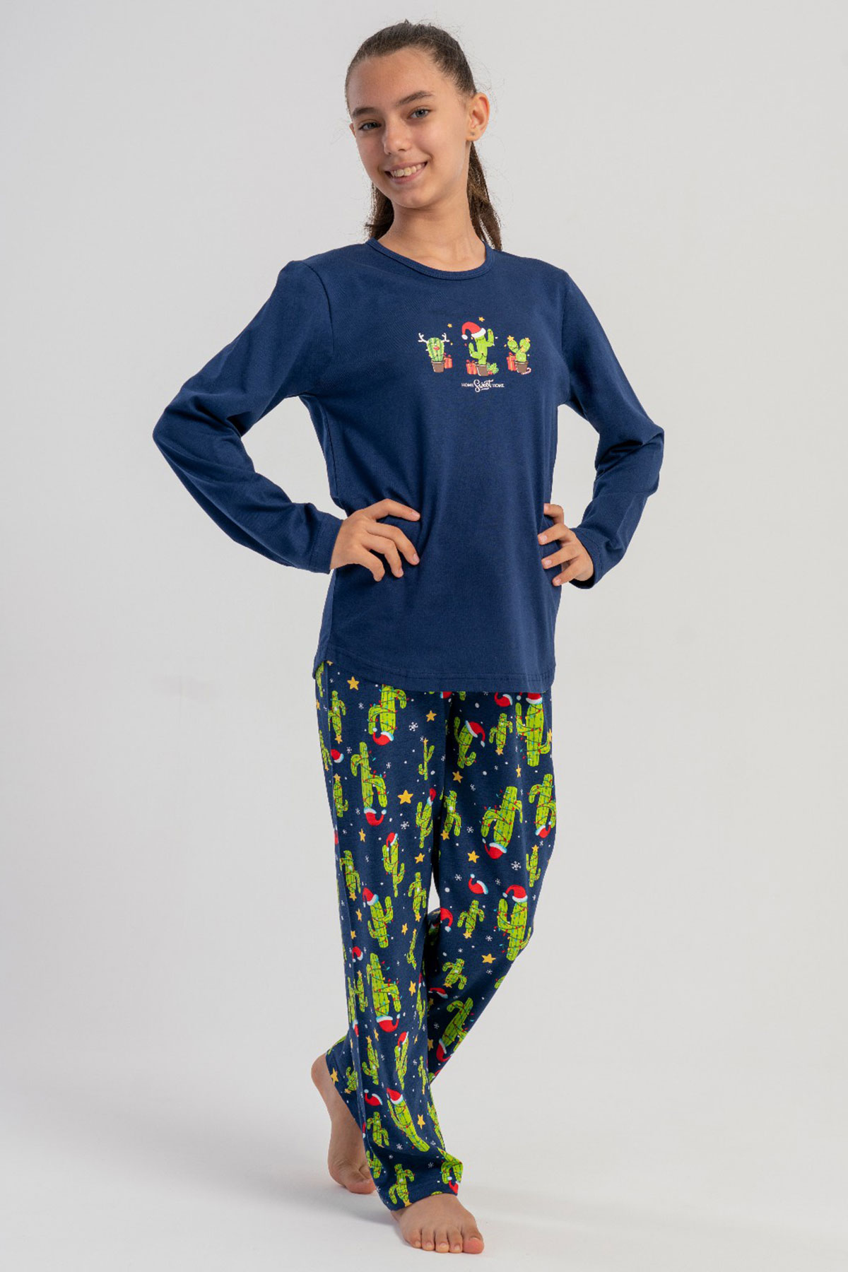 Pamuklu Kız Çocuk Uzun Kol Pijama Takım(5-6/13-14)
