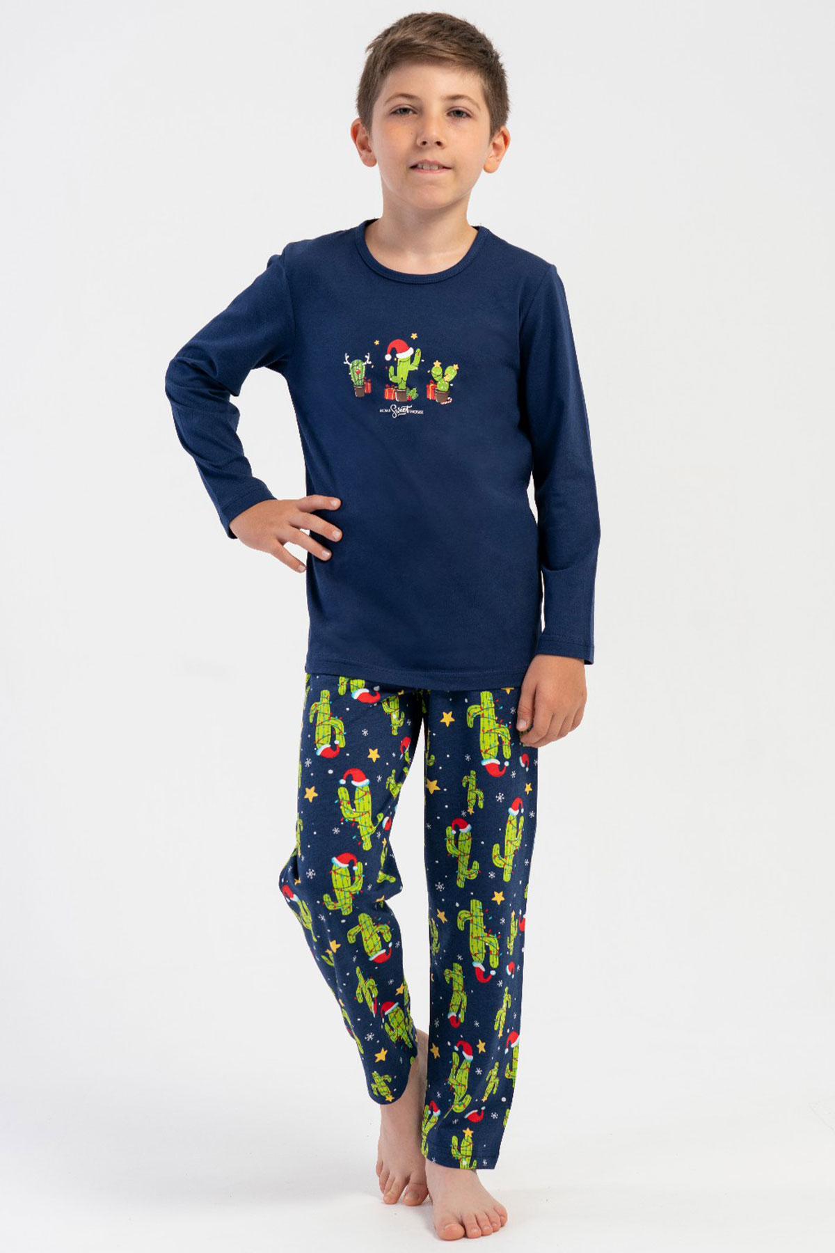 Pamuklu Erkek Çocuk Uzun Kol Pijama Takım(5-6/13-14)
