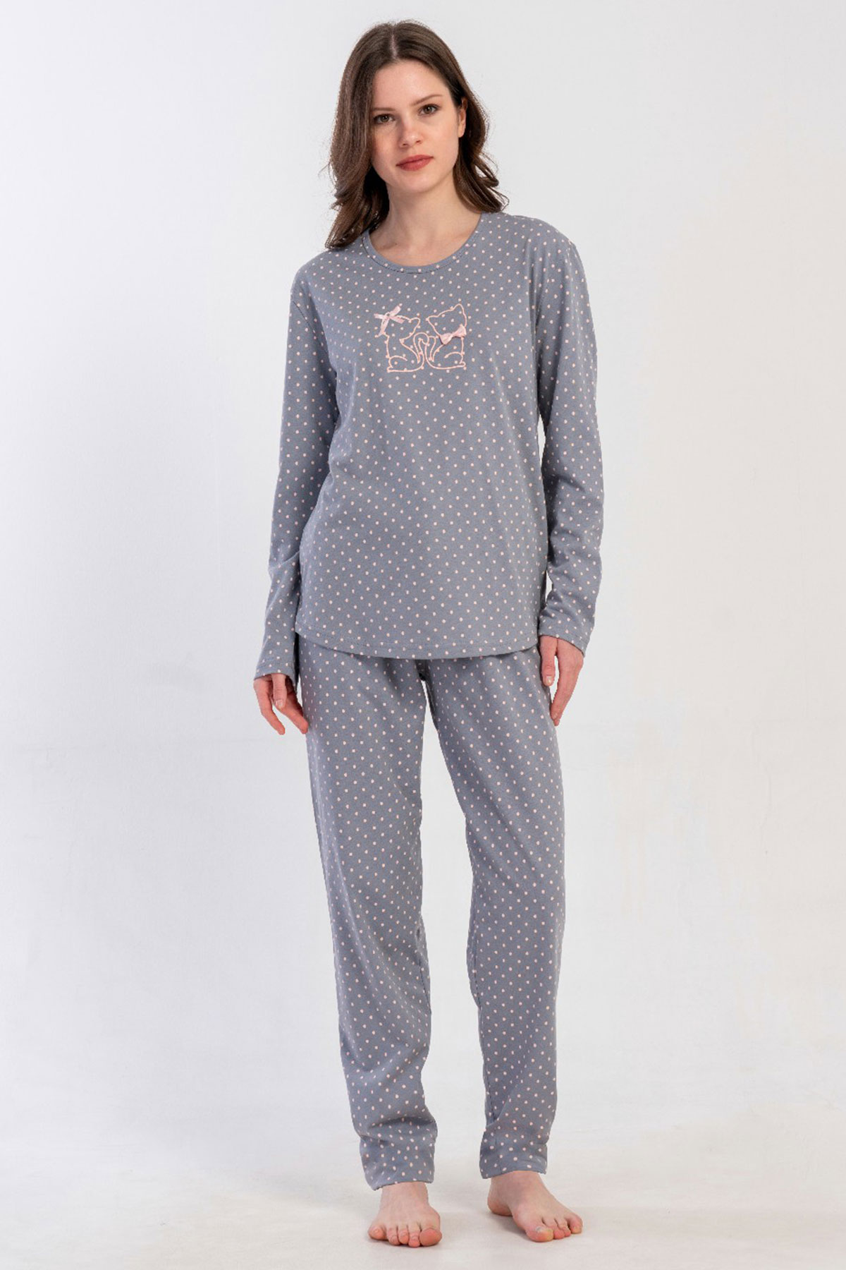 Pamuklu Kadın Uzun Kol Pijama Takım
