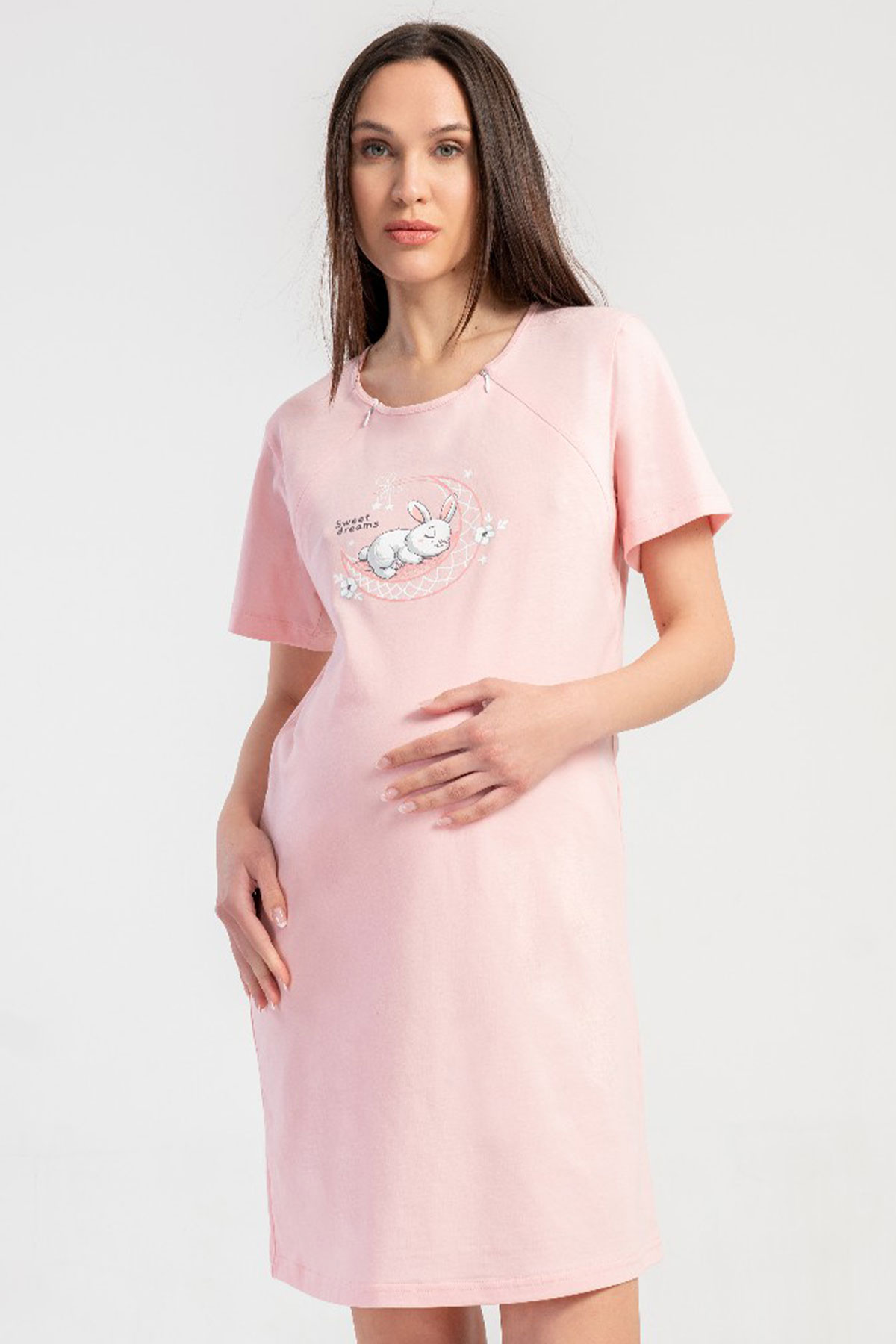 Pamuklu Kadın Fermuarlı Kısa Kol Hamilegecelik
