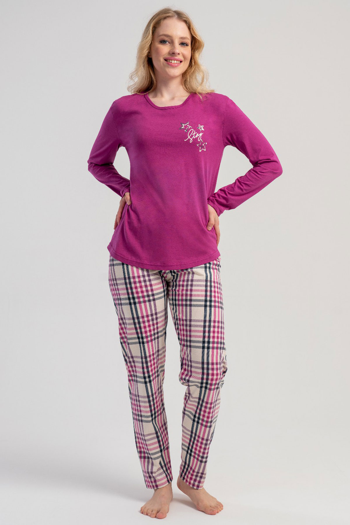 Pamuklu Kadın Uzun Kol Pijama Takım
