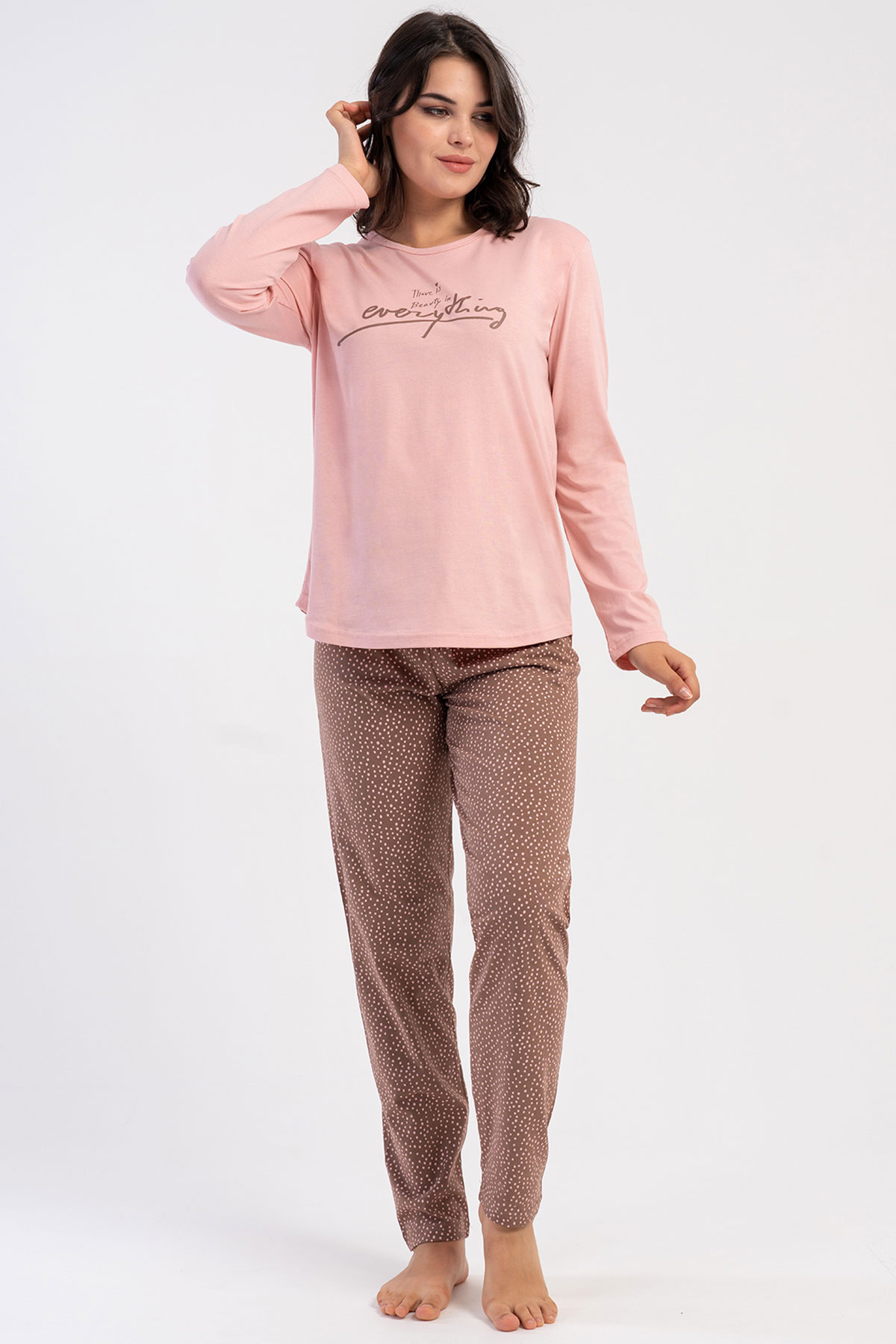 Pamuklu Kadın Büyük Beden Uzun Kol Pijama Takım
