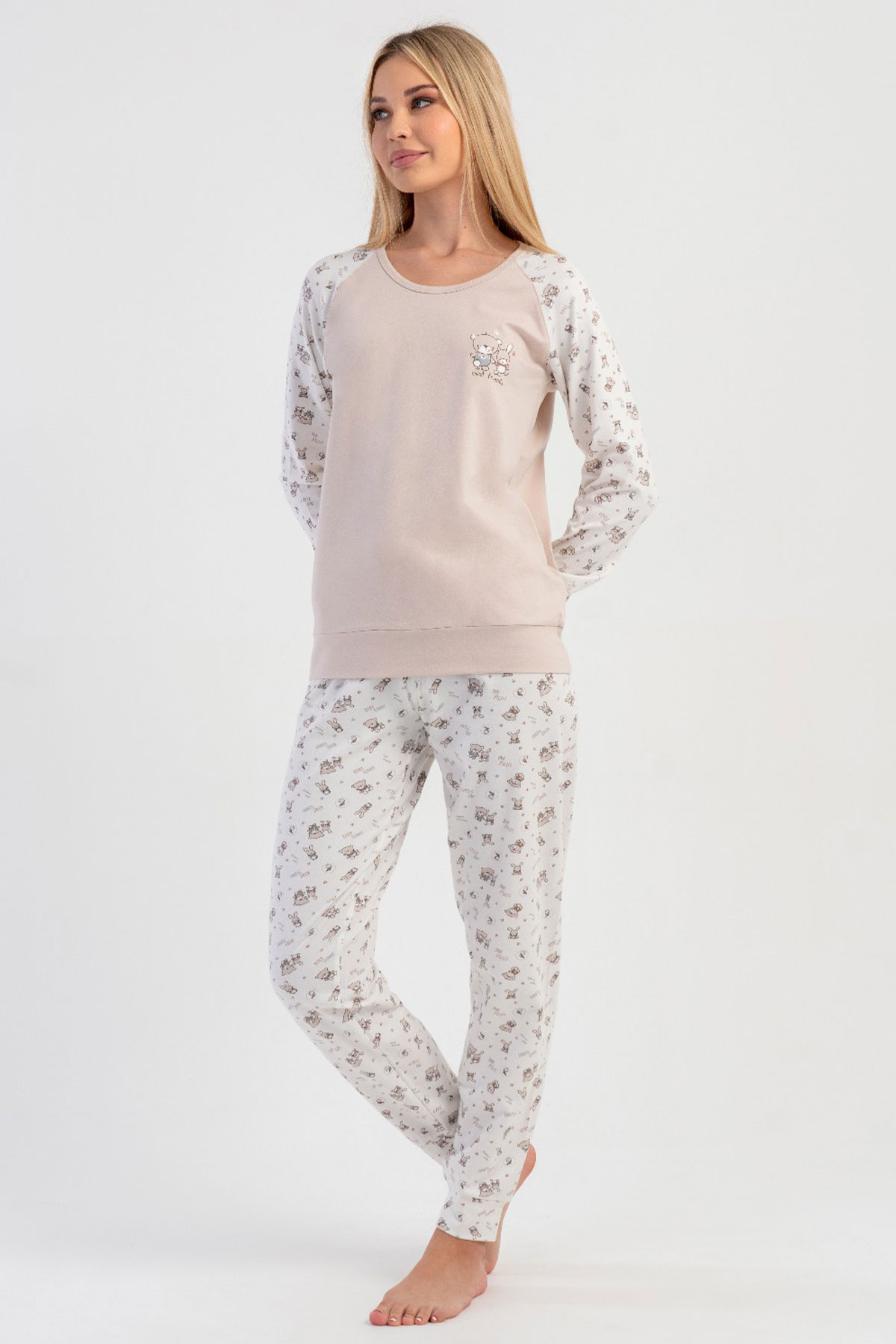 Pamuklu Kadın Uzun Kol Pijama Takım
