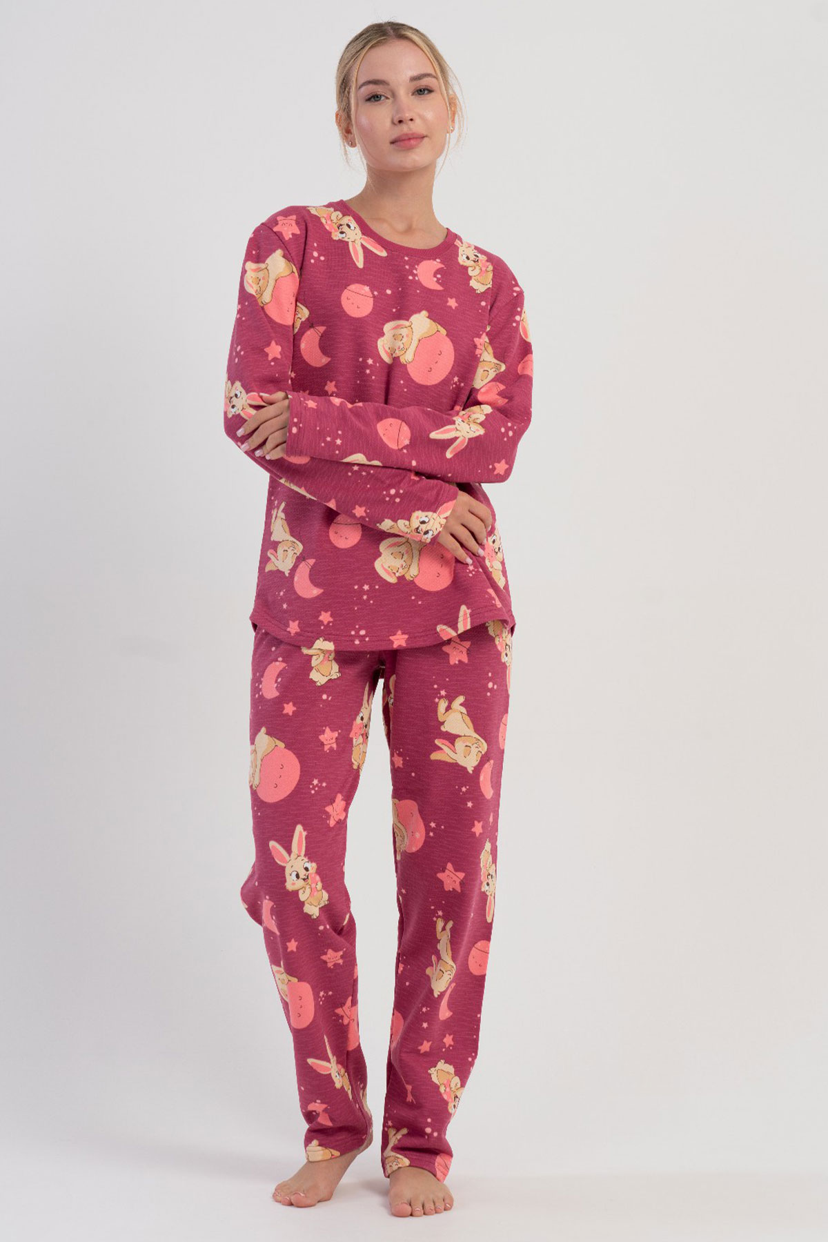 Pamuklu Kadın Uzun Kol Pijama Takım
