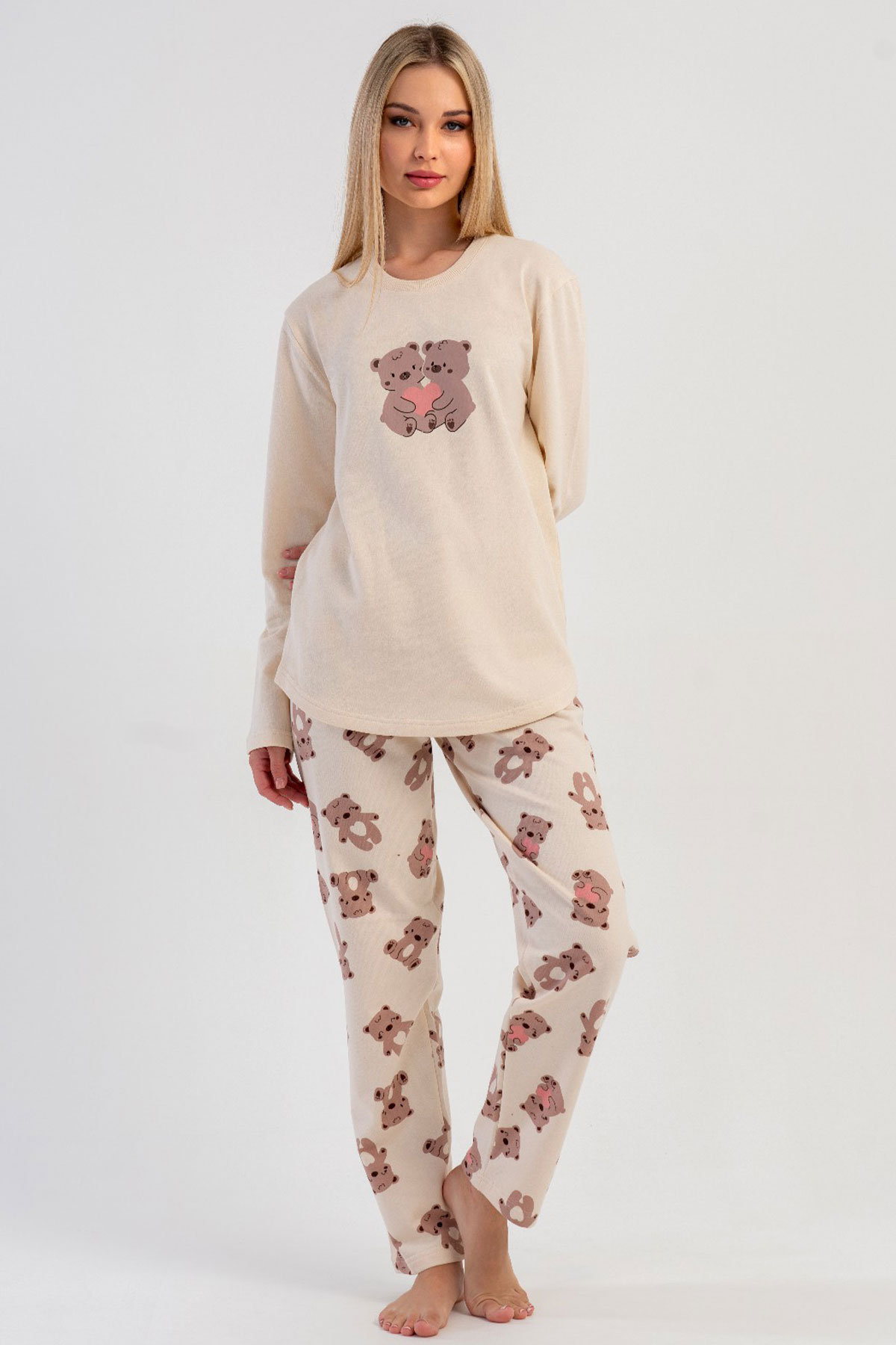 Pamuklu Kadın Uzun Kol Pijama Takım
