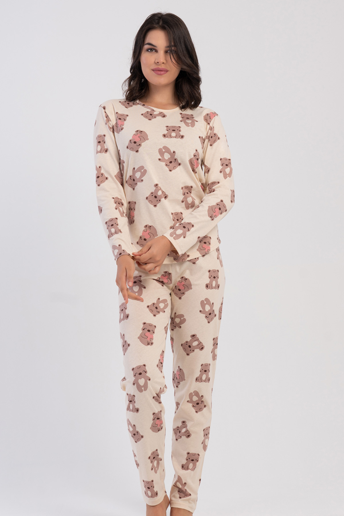 Pamuklu Kadın Uzun Kol Pijama Takım
