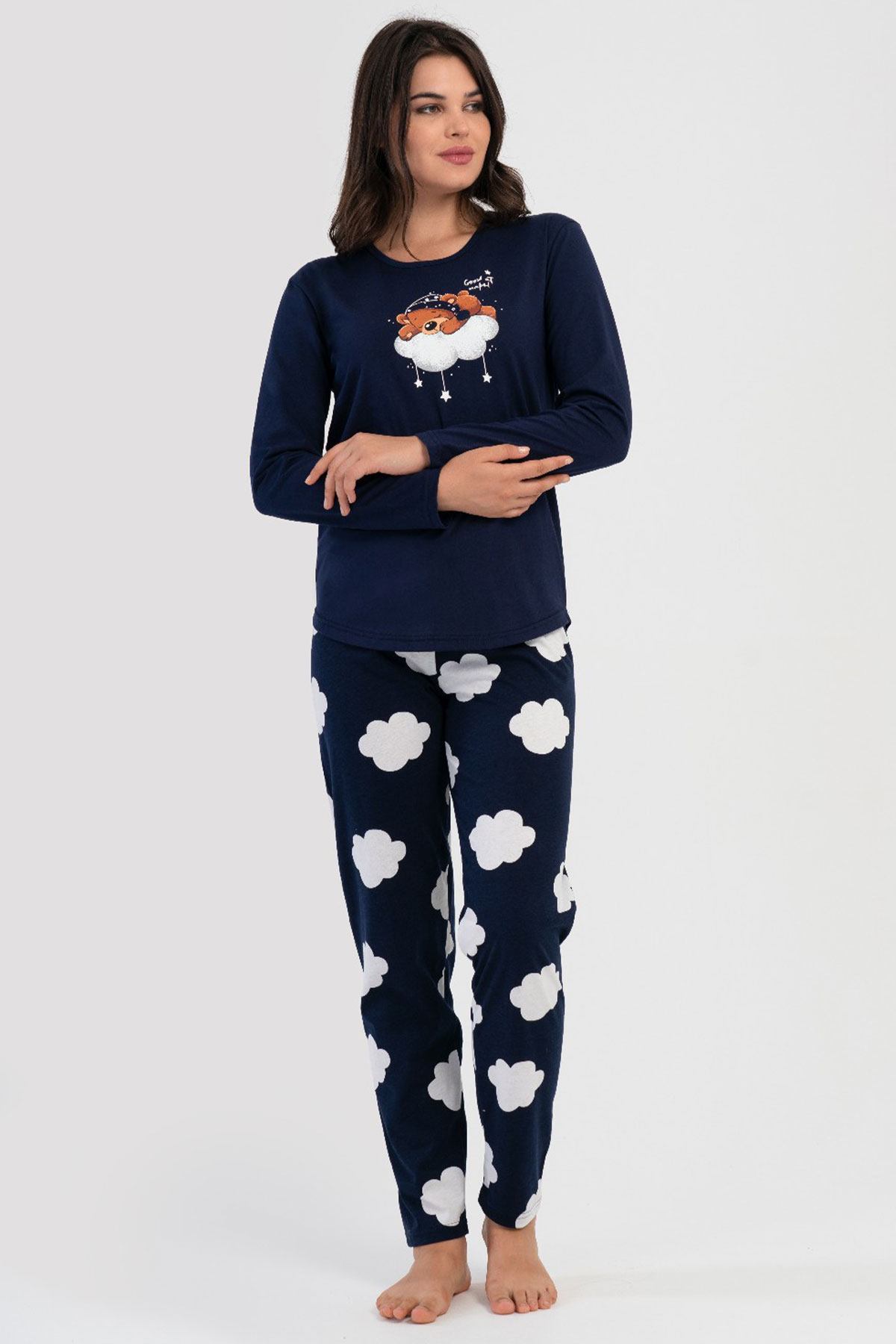 Pamuklu Kadın Uzun Kol Pijama Takım
