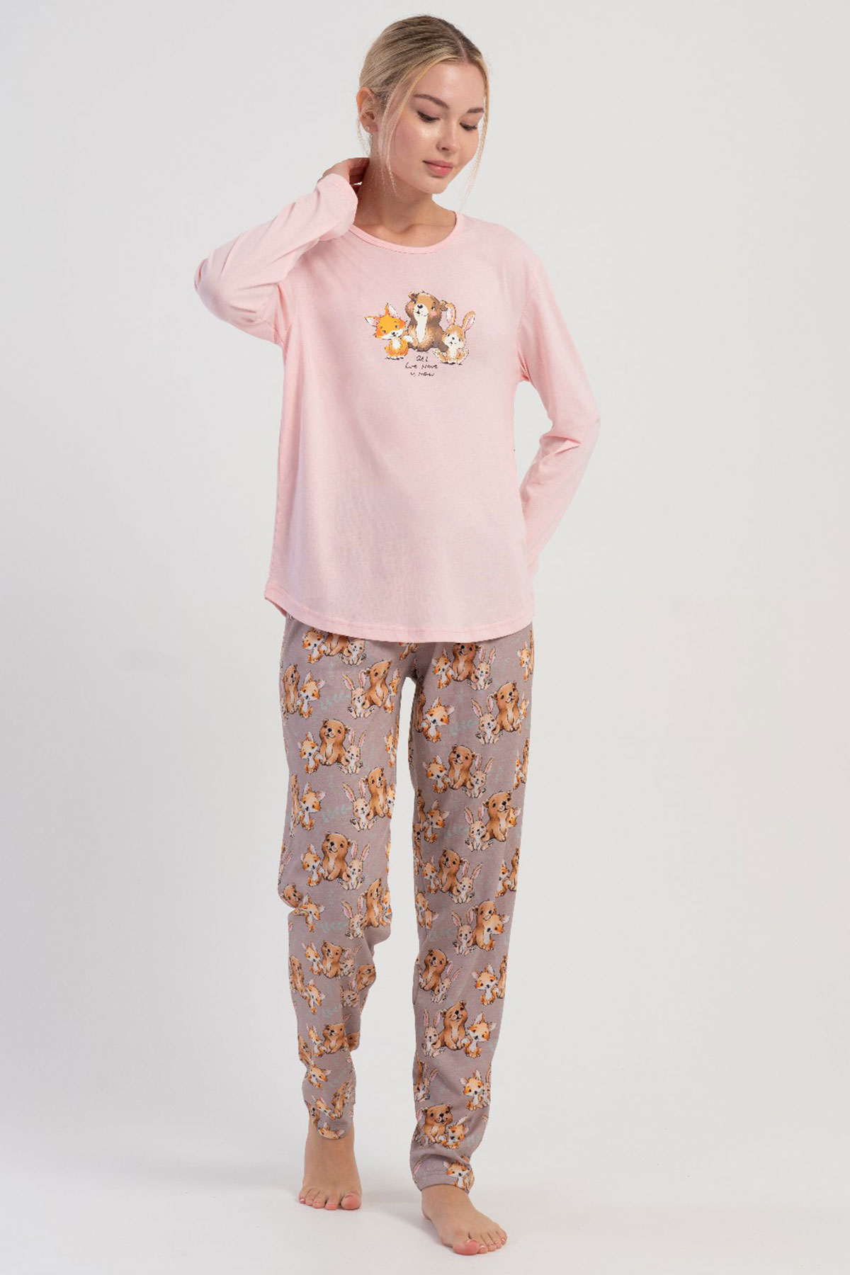 Pamuklu Kadın Uzun Kol Pijama Takım
